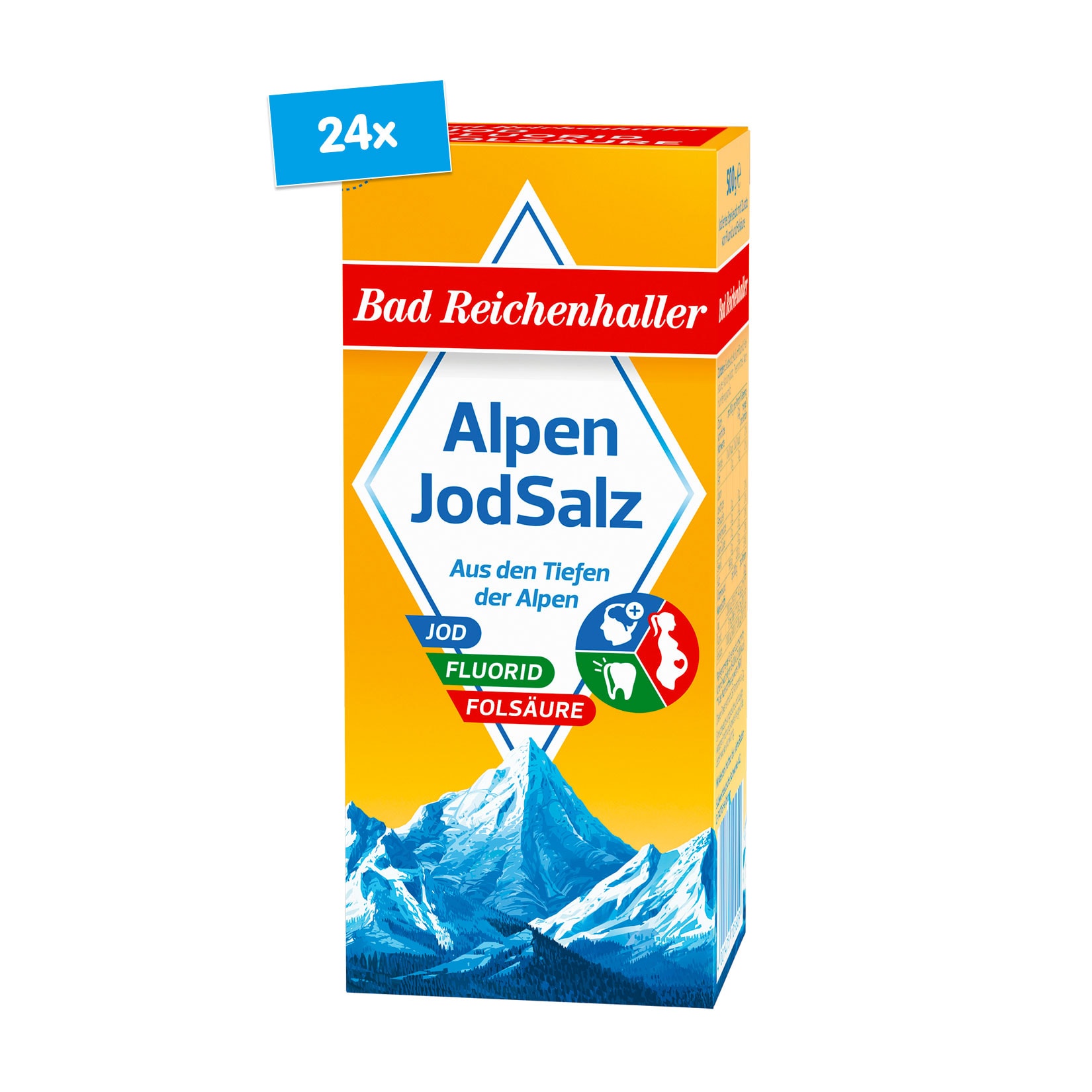 Bad Reichenhaller Jodsalz Fluorid + Fols&auml;ure 500 g, 24 er Pack - Bild 1