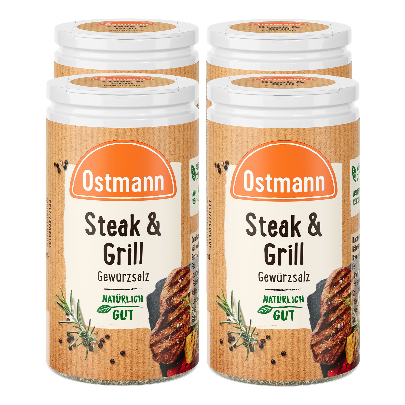 Ostmann Steak & Grill Gew&uuml;rzsalz Streuer 60 g, 4er Pack - Bild 1