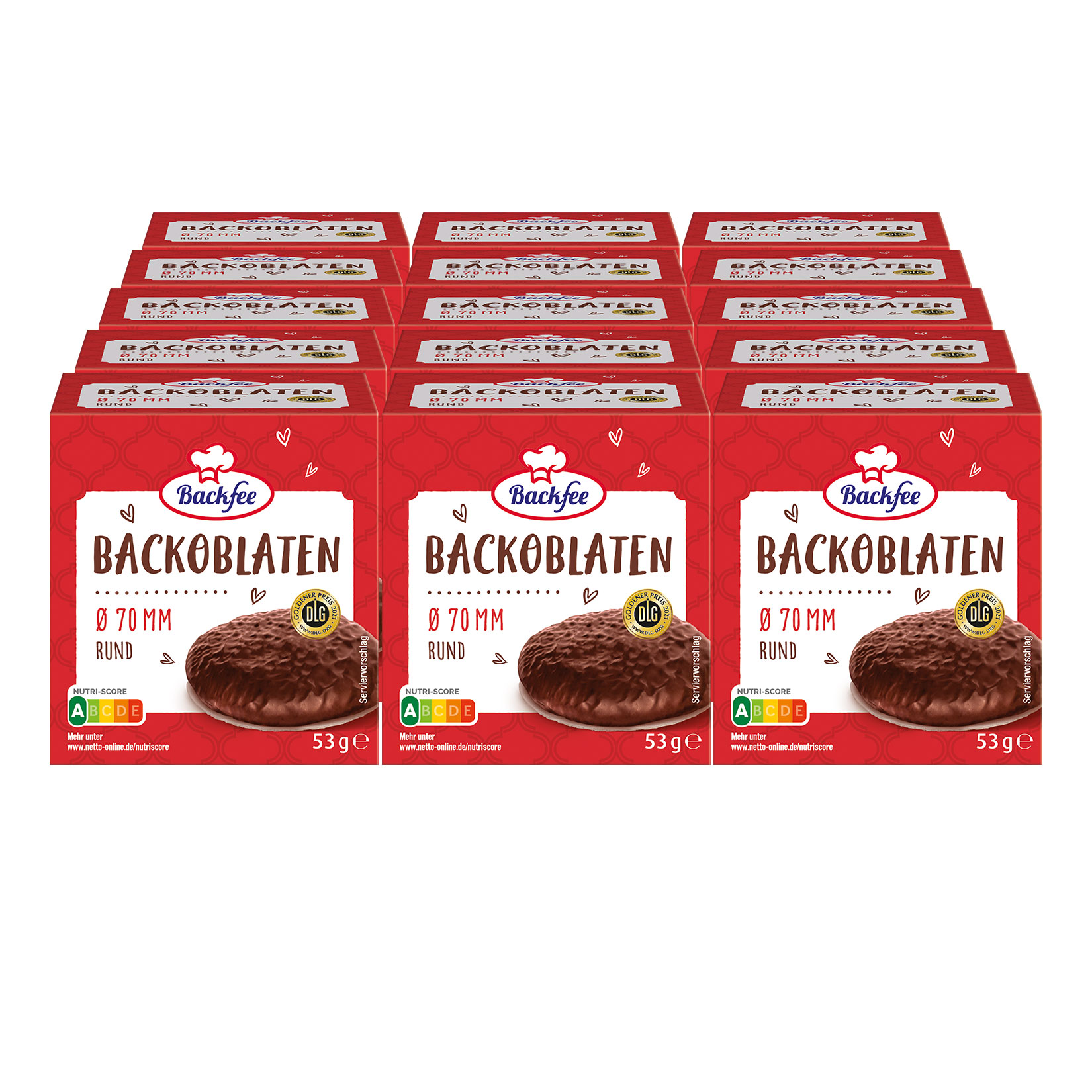 Backfee Backoblaten 70 mm &Oslash; 75 St&uuml;ck, 53 g, 15er Pack - Bild 1