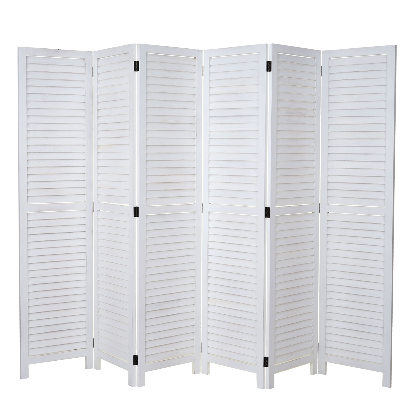 Paravent MCW-C30, Raumteiler Trennwand Sichtschutz, Shabby-Look Vintage, 170x243cm ~ wei&szlig; - Bild 1