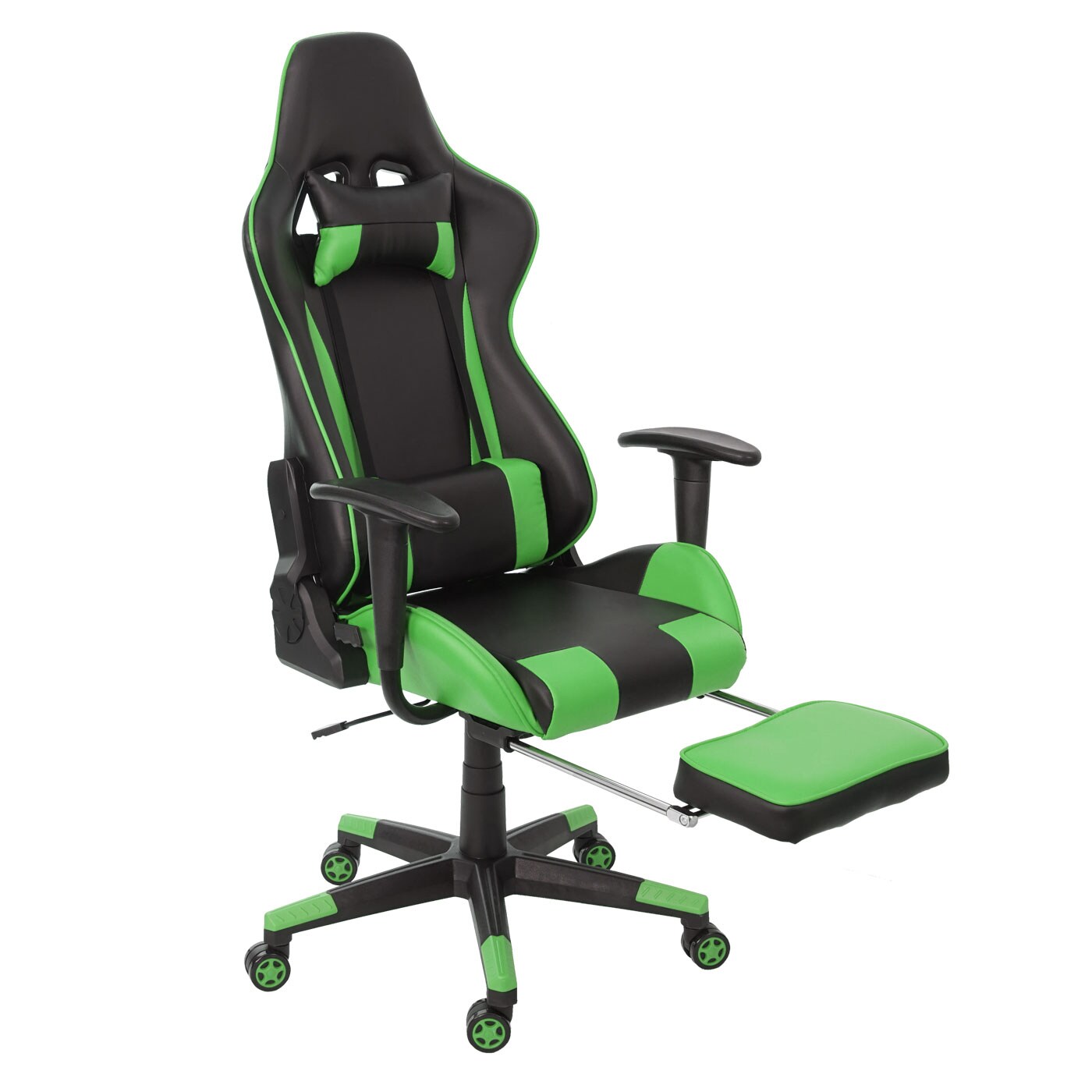 Relax-Bürostuhl MCW-D25 XXL, Schreibtischstuhl Gamingstuhl, 150kg belastbar Fußstütze ~ schwarz/grün | 04057651231952