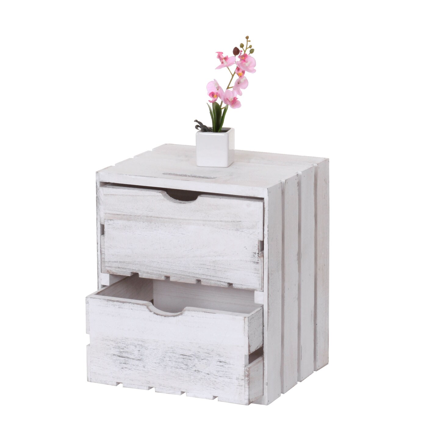 Kommode MCW-C62, Schubladenkommode Holzkiste, Shabby-Look Vintage, 2 Schubladen 36x32x26cm ~ weiß | 04057651247878
