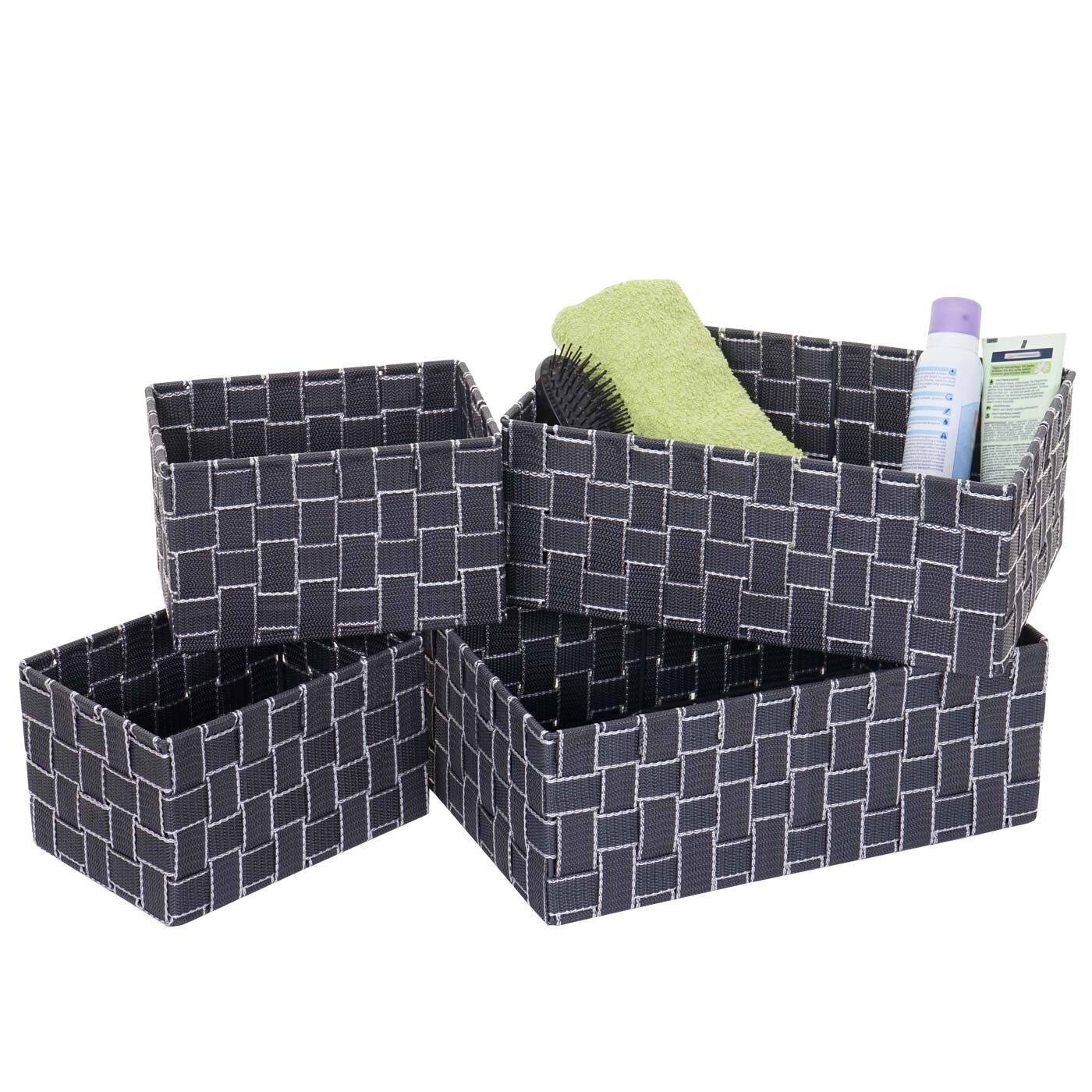 4er Set Aufbewahrungskorb MCW-C37, Dekokorb Korb Körbchen Aufbewahrung Regalkorb Deko ~ dunkelgrau | 04057651255118