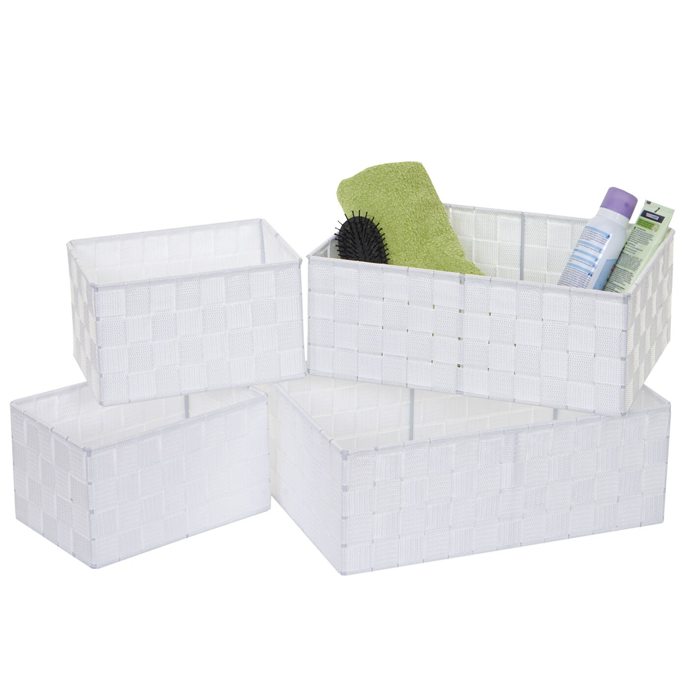 4er Set Aufbewahrungskorb MCW-C37, Dekokorb Korb Körbchen Aufbewahrung Regalkorb Deko ~ weiß | 04057651255132