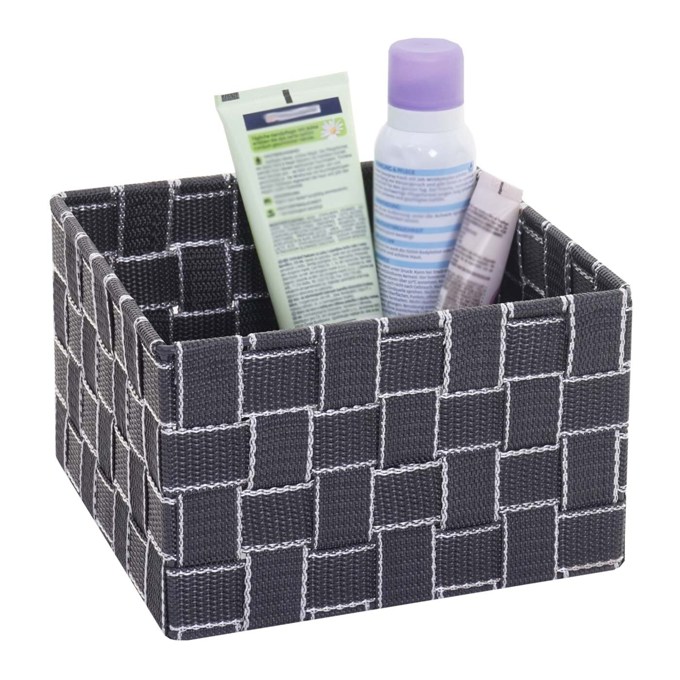 Aufbewahrungskorb MCW-C37, Dekokorb Korb Körbchen Aufbewahrung Regalkorb Deko 12x19x19cm ~ dunkelgrau