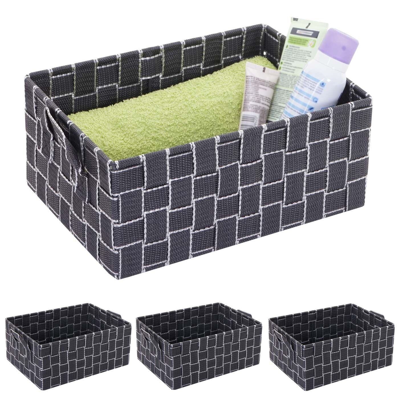 4er-Set Aufbewahrungskorb MCW-C37, Dekokorb Korb Körbchen Aufbewahrung Regalkorb Deko 12x28x20cm ~ dunkelgrau | 04057651255248