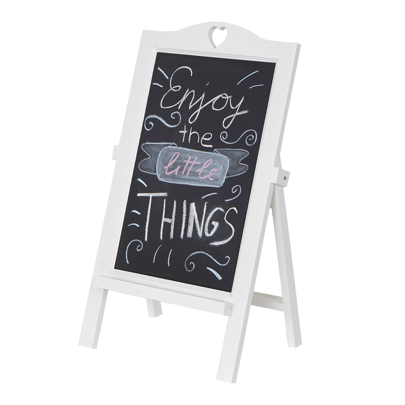 Werbetafel MCW-E51, Aufsteller Kreidetafel Kundenstopper Dekotafel, 66x39x33cm ~ wei&szlig; lackiert - Bild 1