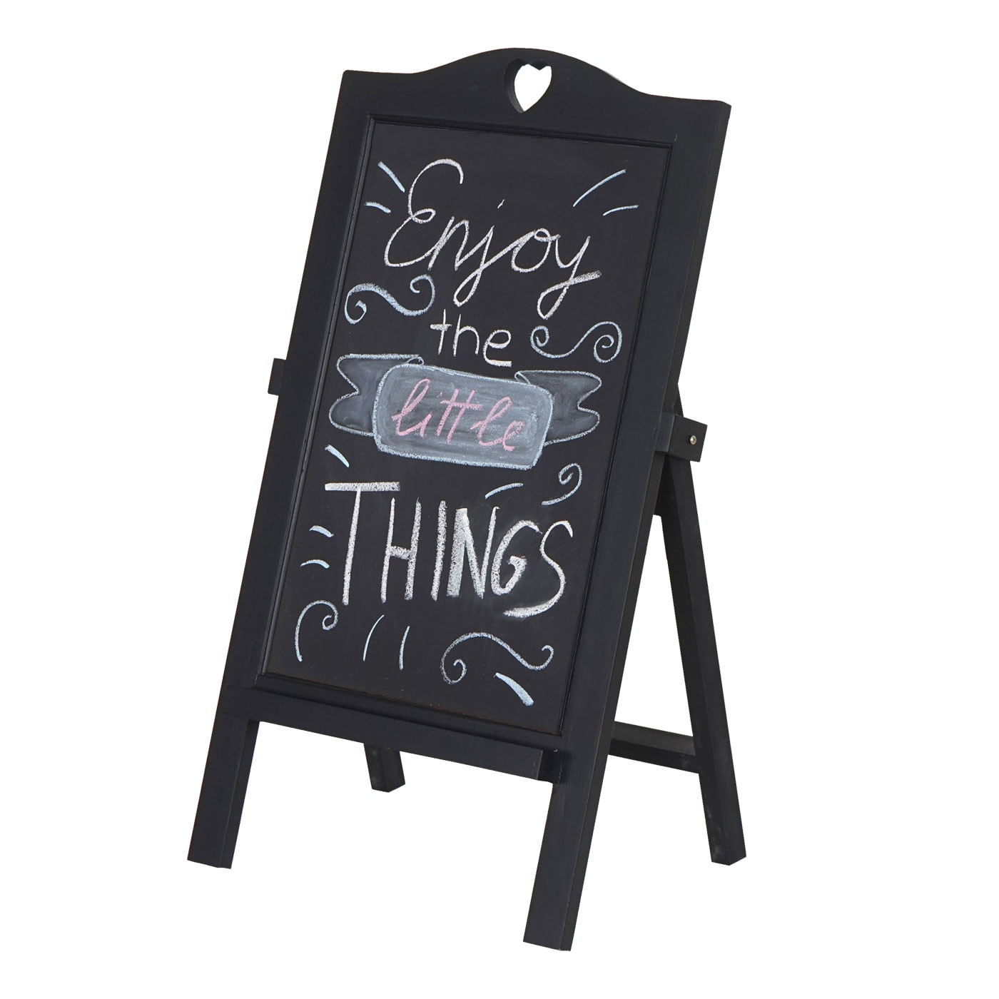 Werbetafel MCW-E51, Aufsteller Kreidetafel Kundenstopper Dekotafel, 66x39x33cm ~ schwarz lackiert - Bild 1