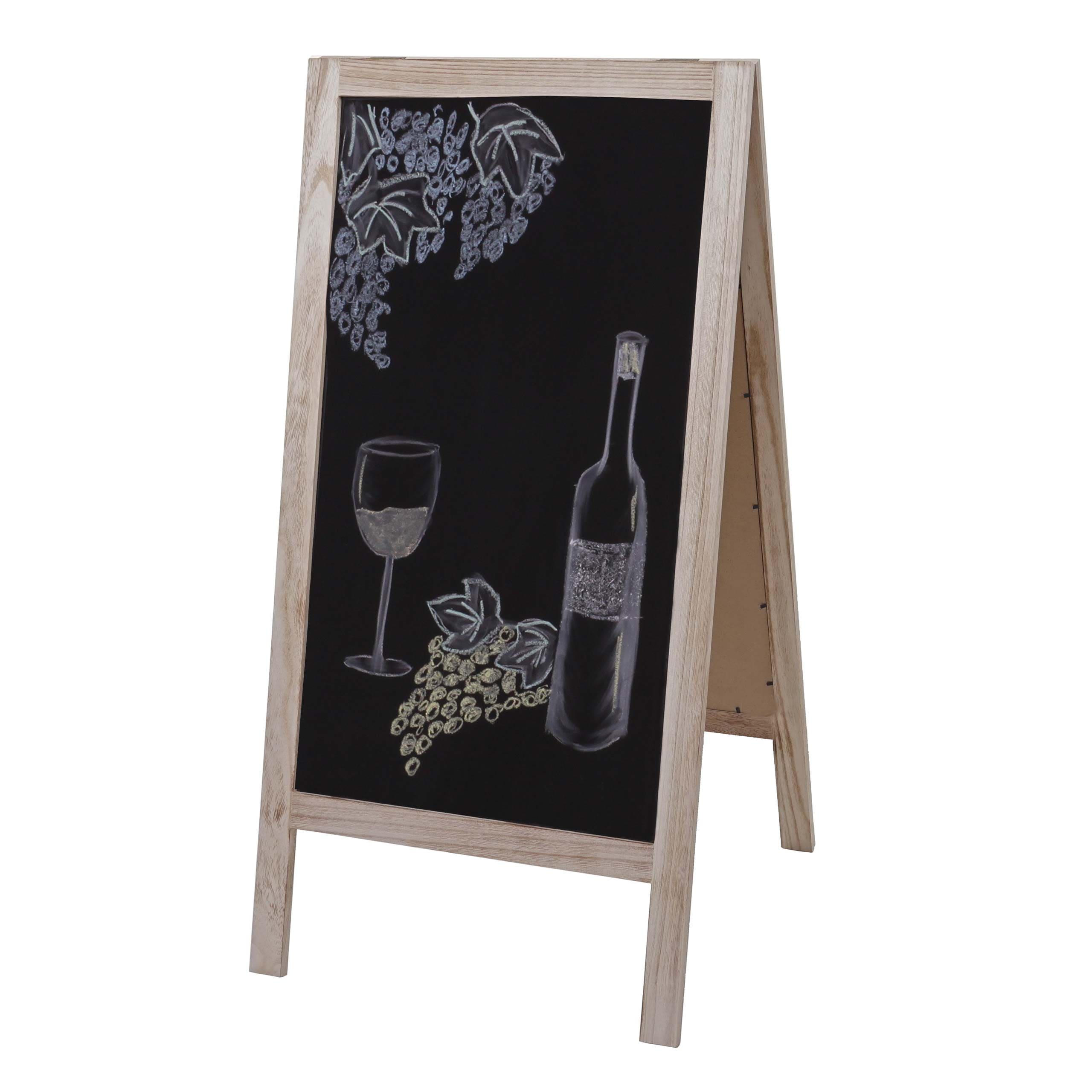 XL Werbetafel MCW-C17, Aufsteller Kreidetafel Kundenstopper, 2 Schreibfl&auml;chen klappbar, 100x50cm ~ naturfarben - Bild 1