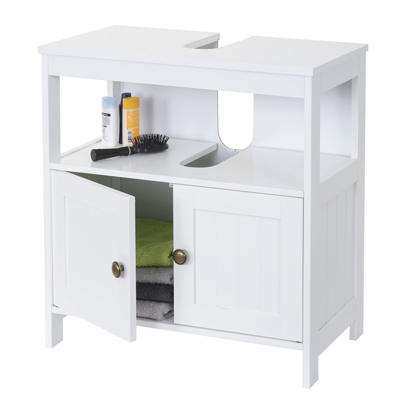 Waschbeckenunterschrank MCW-B63, Badschrank Badezimmer Unterschrank Waschtischunterschrank, 60x60x30cm ~ weiß | 04057651256146