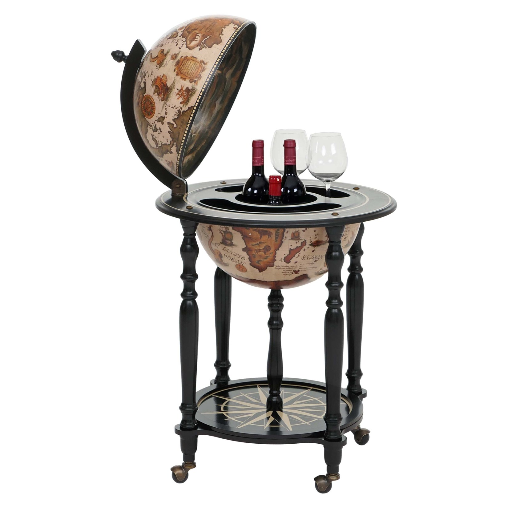 Globusbar MCW-A78, Minibar Hausbar Weinregal, Weltkugel rollbar, Ø 42cm Eukalyptusholz MVG-zertifiziert