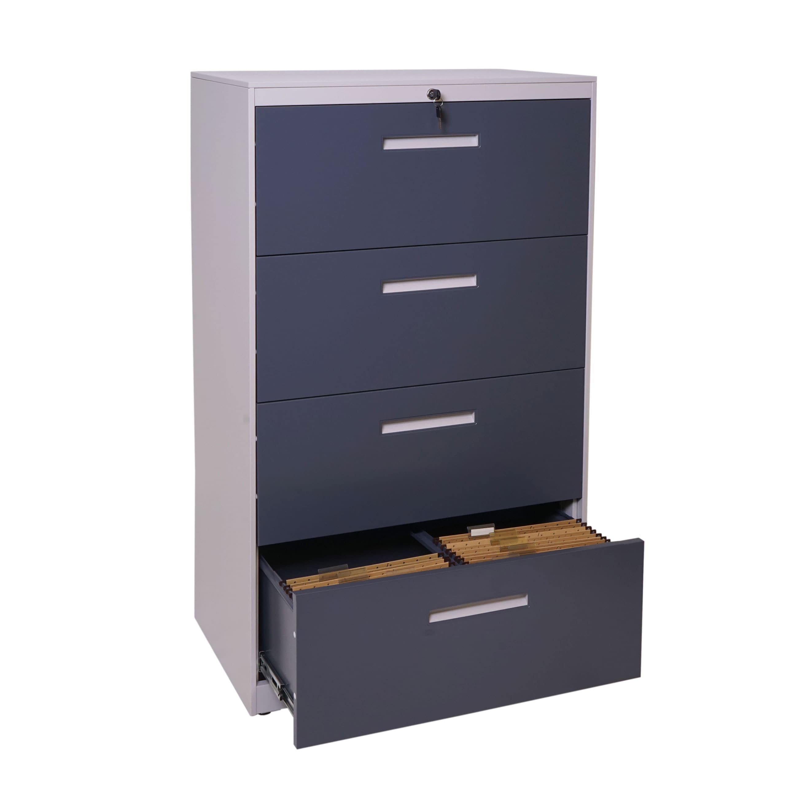 H&auml;ngeregisterschrank MCW-A10, Aktenschrank B&uuml;roschrank Stahlschrank, A4 abschlie&szlig;bar ~ 132x76x46cm grau-dunkelgrau - Bild 1