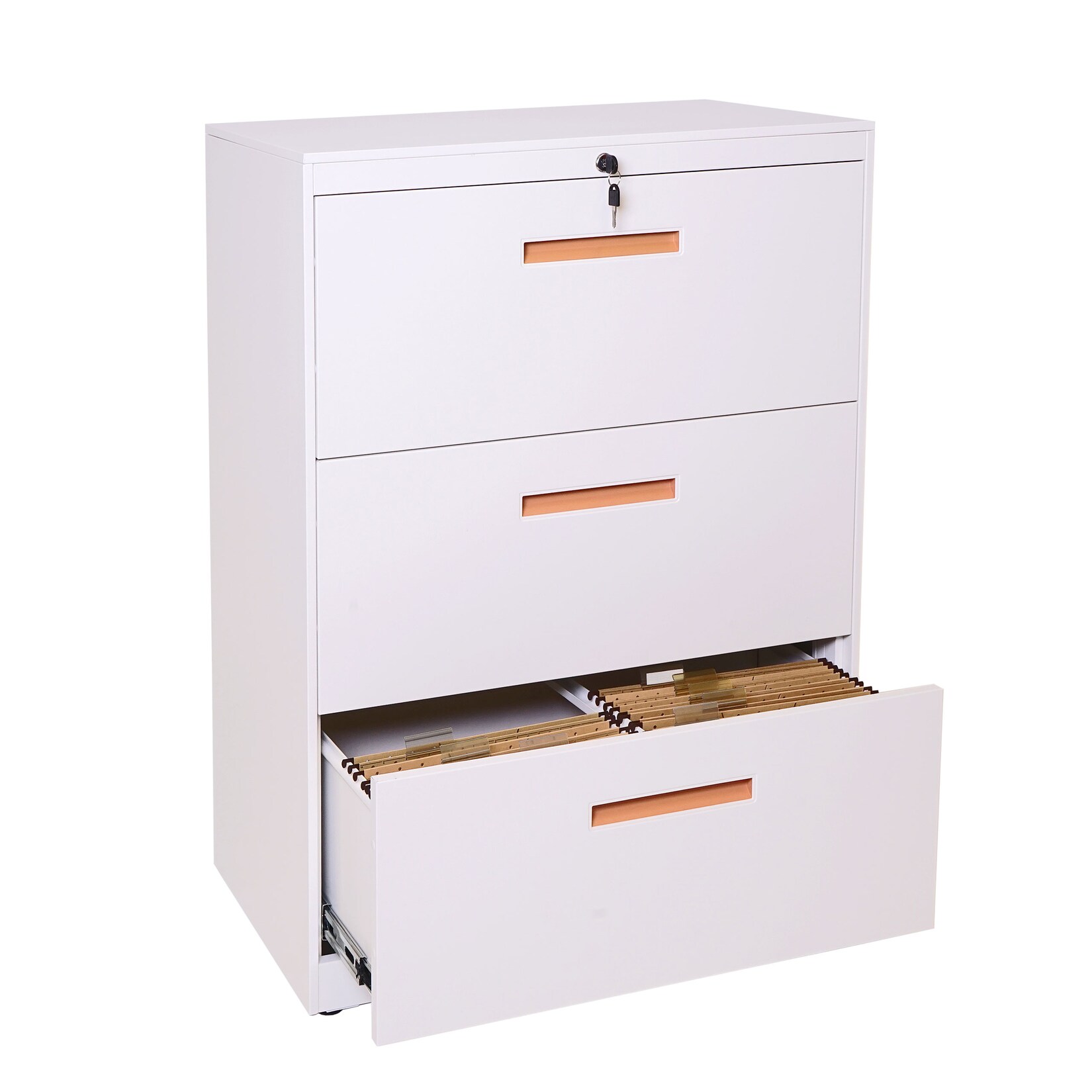Hängeregisterschrank MCW-A10, Aktenschrank Büroschrank Stahlschrank, A4 abschließbar ~ 103x76x46cm weiß