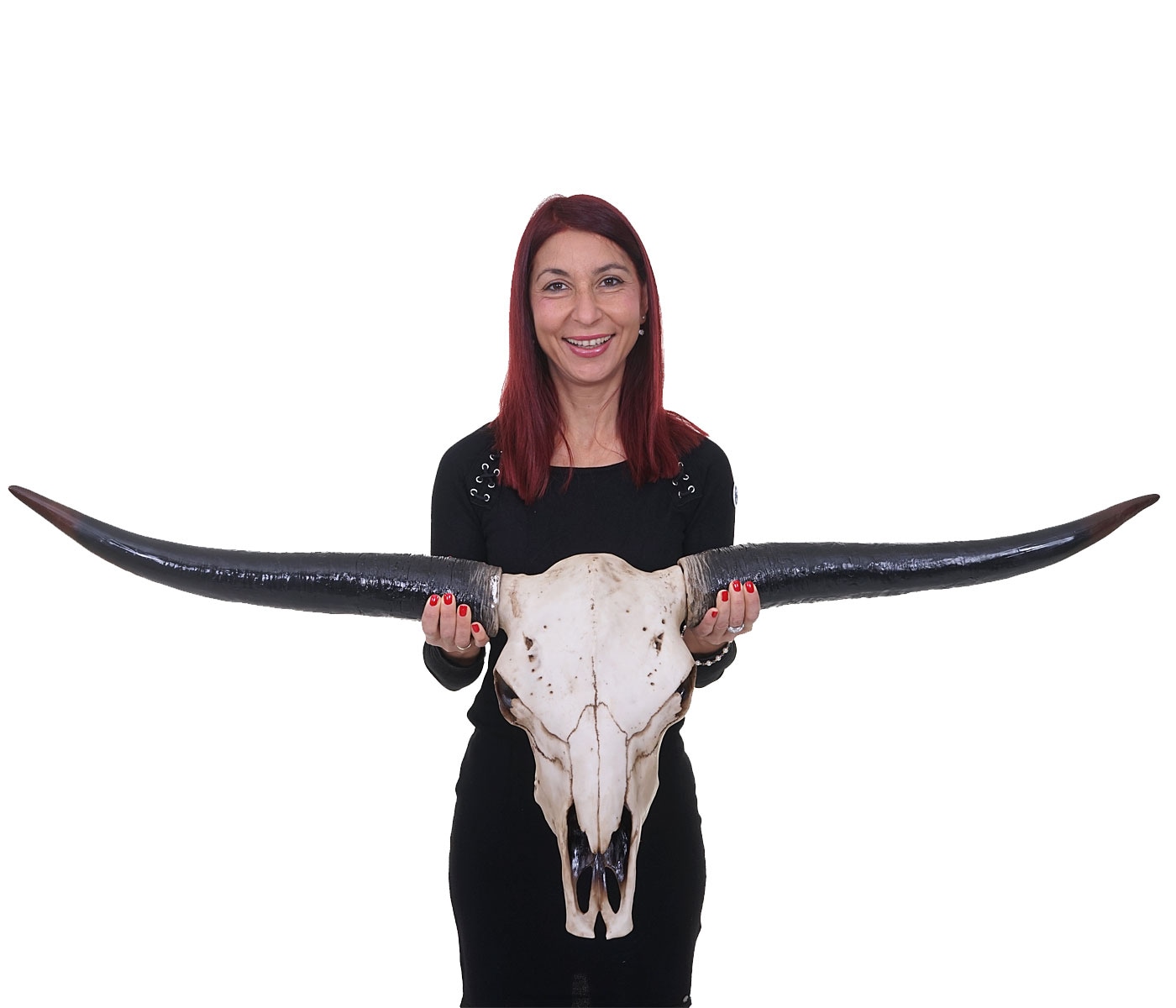 Deko Sch&auml;del 132cm MCW-A14, Polyresin Stier Bulle Longhorn Kopf Troph&auml;e, In-/Outdoor ~ naturfarben - Bild 1