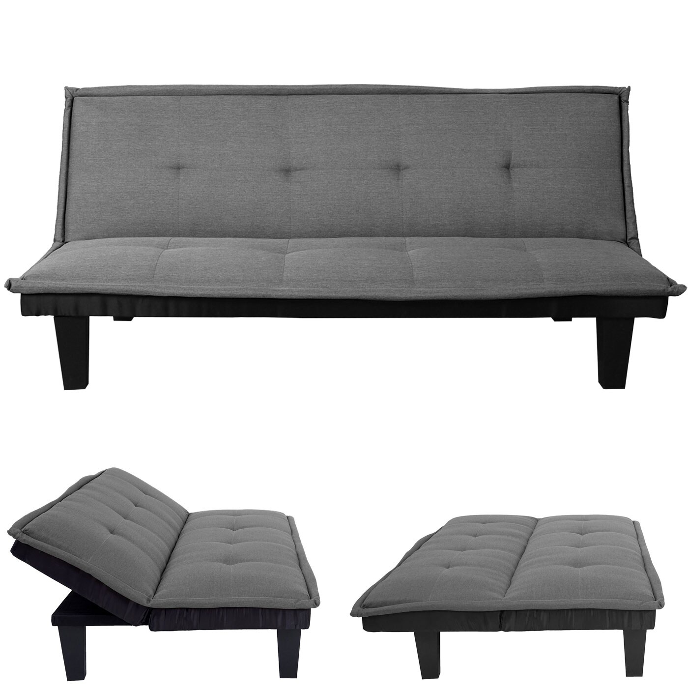 3er-Sofa MCW-C87, Couch Schlafsofa Gästebett Bettsofa Klappsofa, Schlaffunktion 170x100cm ~ Textil, dunkelgrau