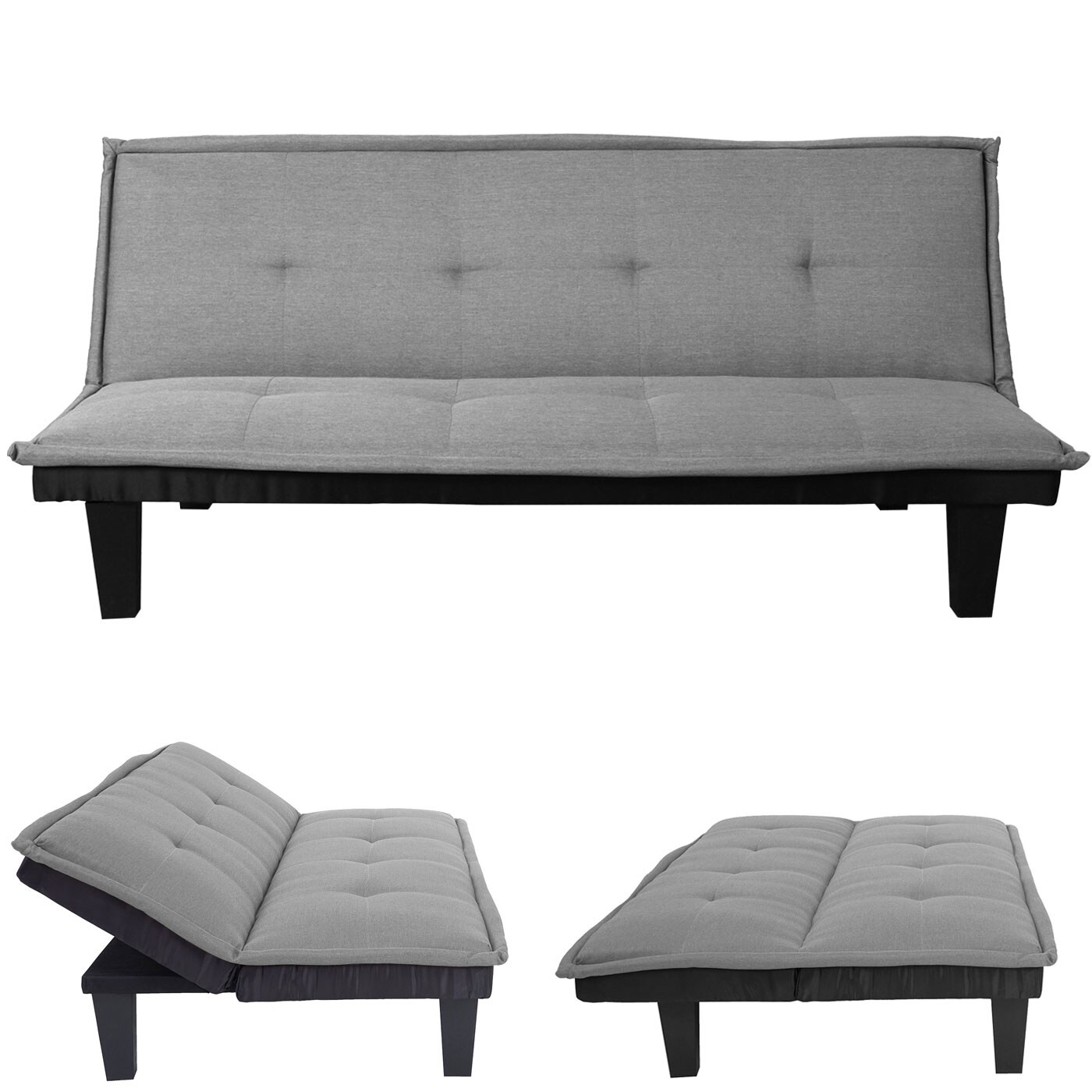 3er-Sofa MCW-C87, Couch Schlafsofa Gästebett Bettsofa Klappsofa, Schlaffunktion 170x100cm ~ Textil, hellgrau | 04057651254807