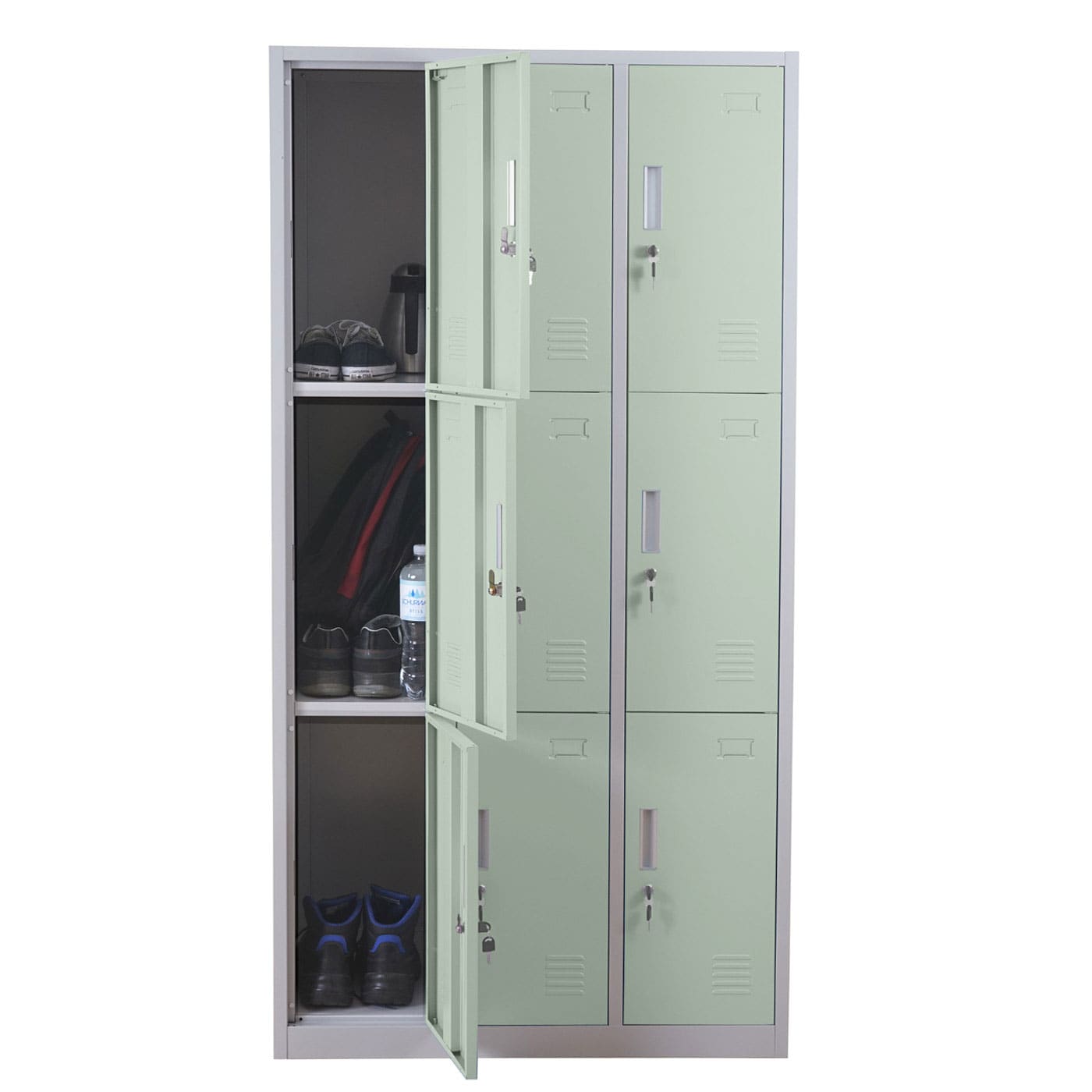 Schlie&szlig;fach Preston T829, Schlie&szlig;fachschrank Wertfachschrank Spind, Metall 9 F&auml;cher ~ gr&uuml;n - Bild 1