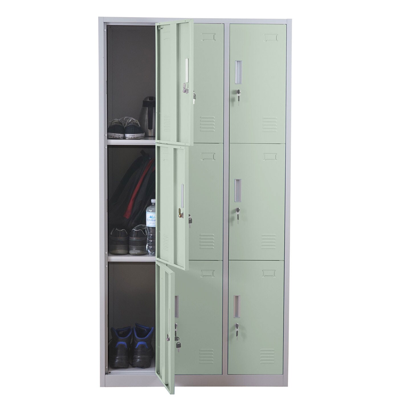 Schließfach Preston T829, Schließfachschrank Wertfachschrank Spind, Metall 9 Fächer ~ grün