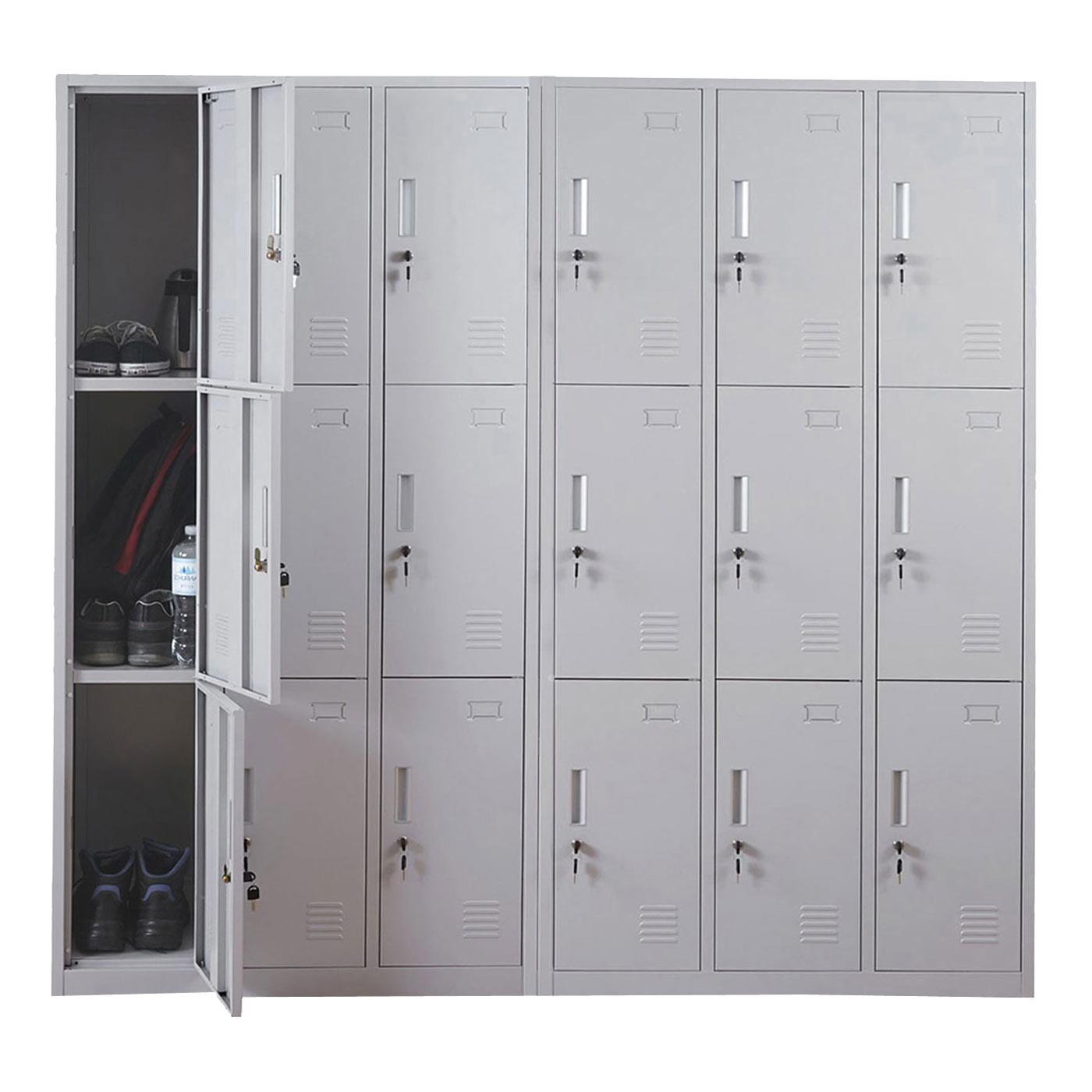 Schließfach Preston T829, Schließfachschrank Wertfachschrank Spind, Metall 9 Fächer, grau | 04057651166025