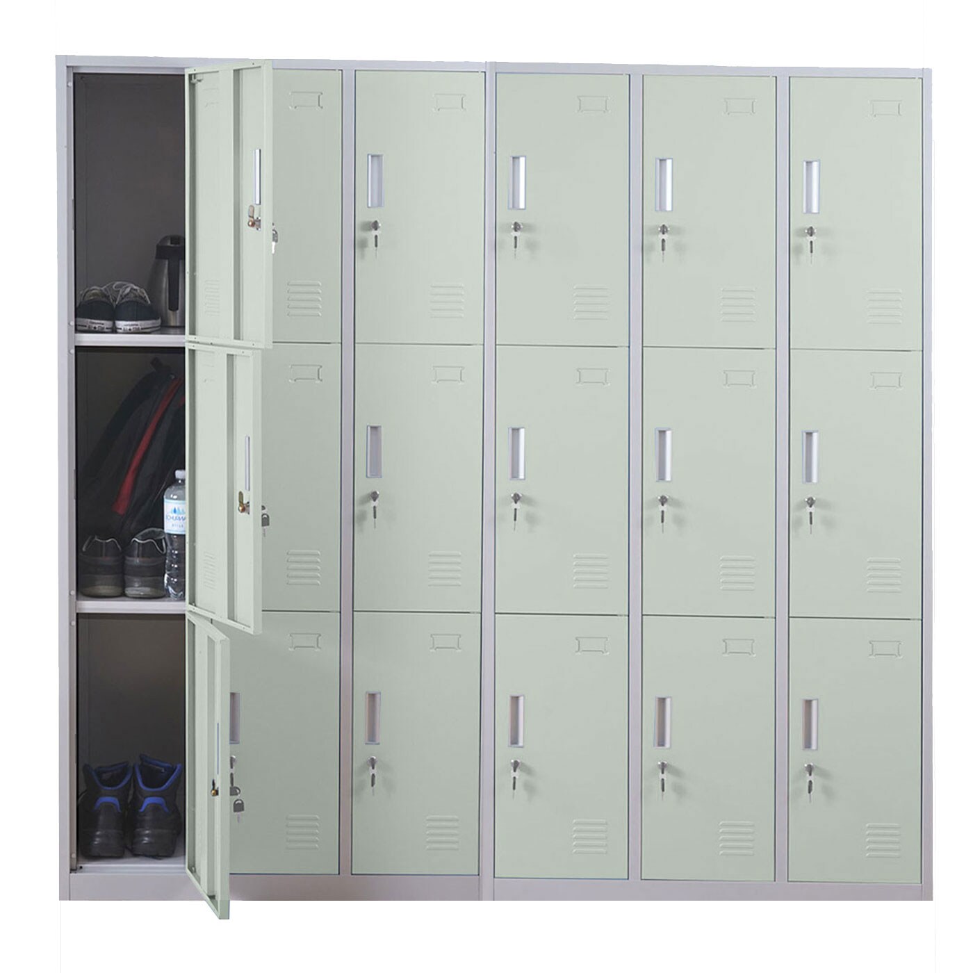 Schließfach Preston T829, Schließfachschrank Wertfachschrank Spind, Metall 18 Fächer ~ grün