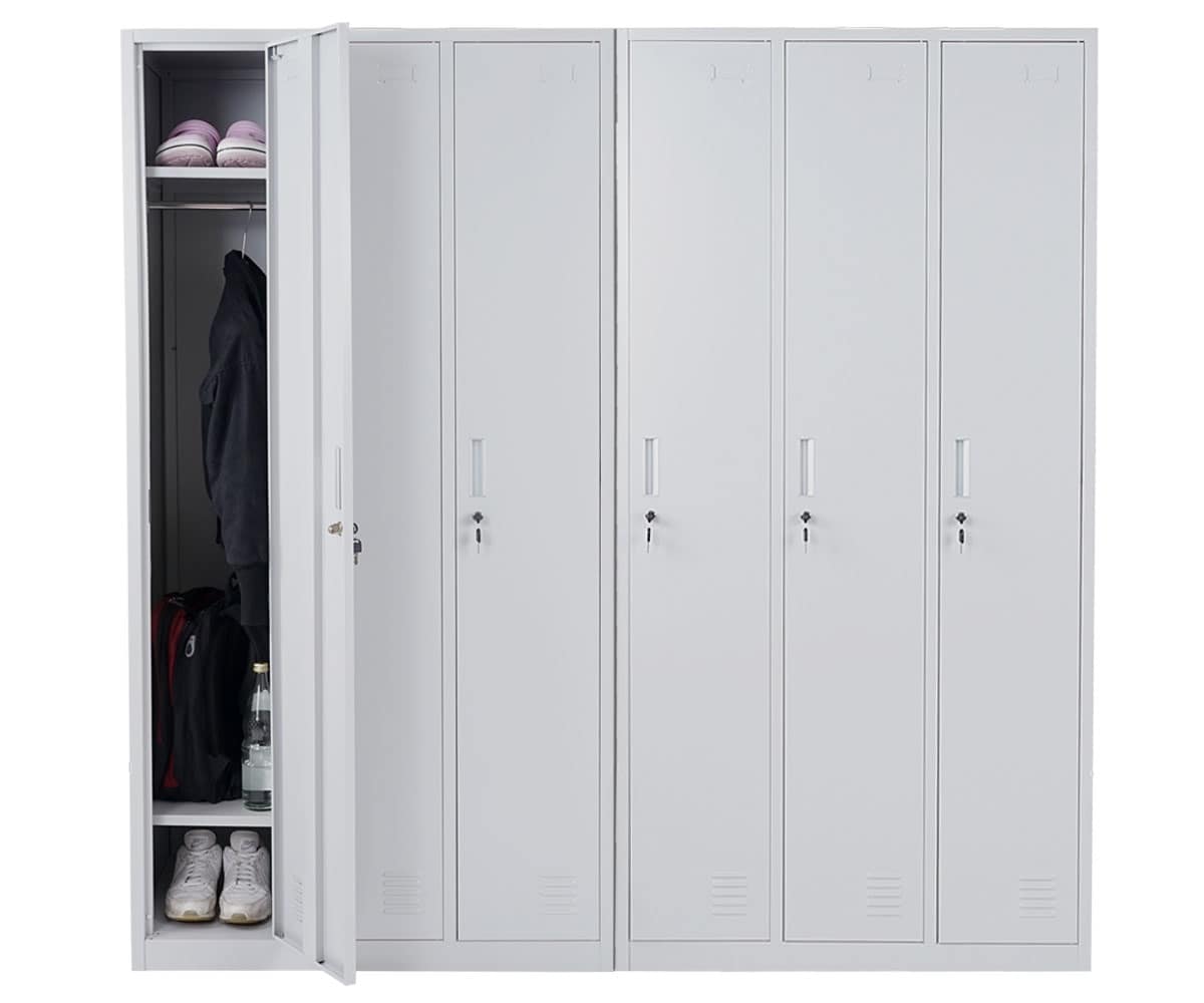 Schlie&szlig;fach Preston T829, Spind Wertfachschrank Schlie&szlig;fachschrank, Metall 6 F&auml;cher ~ grau - Bild 1