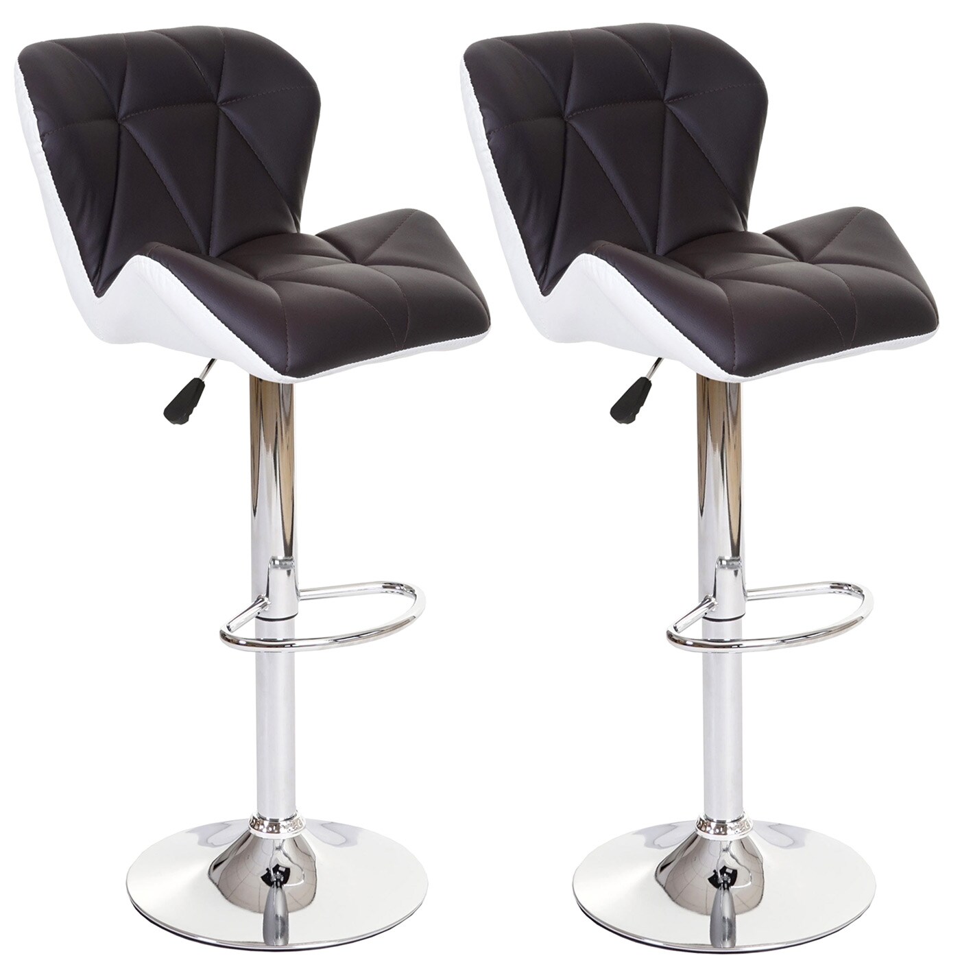 2er-Set Barhocker MCW-A92, Barstuhl Tresenhocker, Kunstleder ~ braun