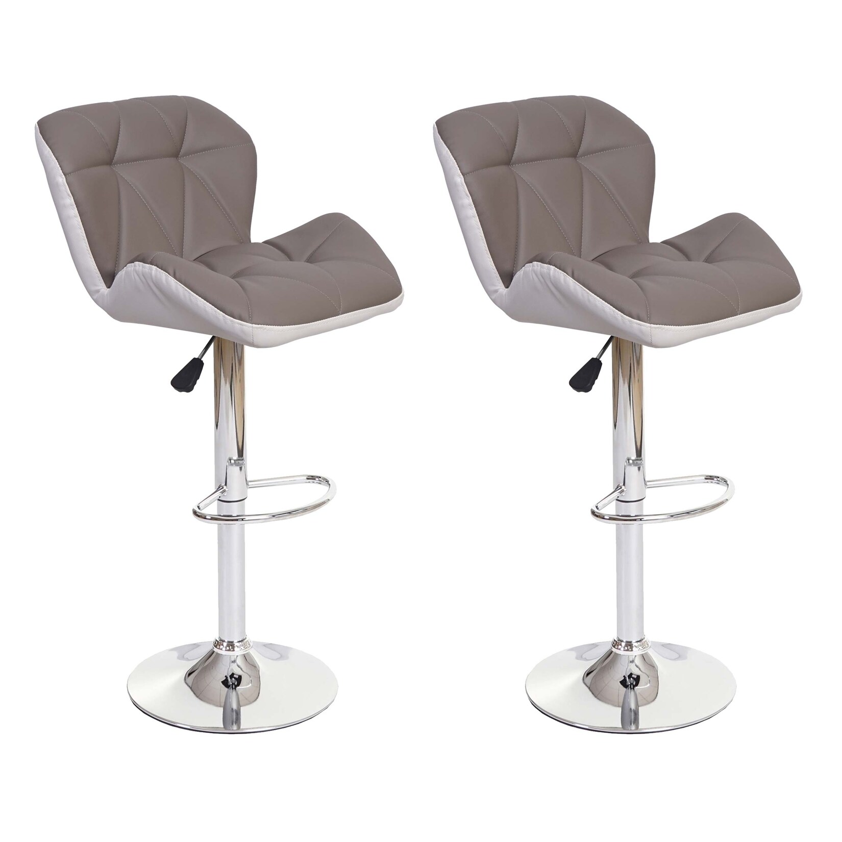 2er-Set Barhocker MCW-A92, Barstuhl Tresenhocker, höhenverstellbar Kunstleder ~ taupe-grau
