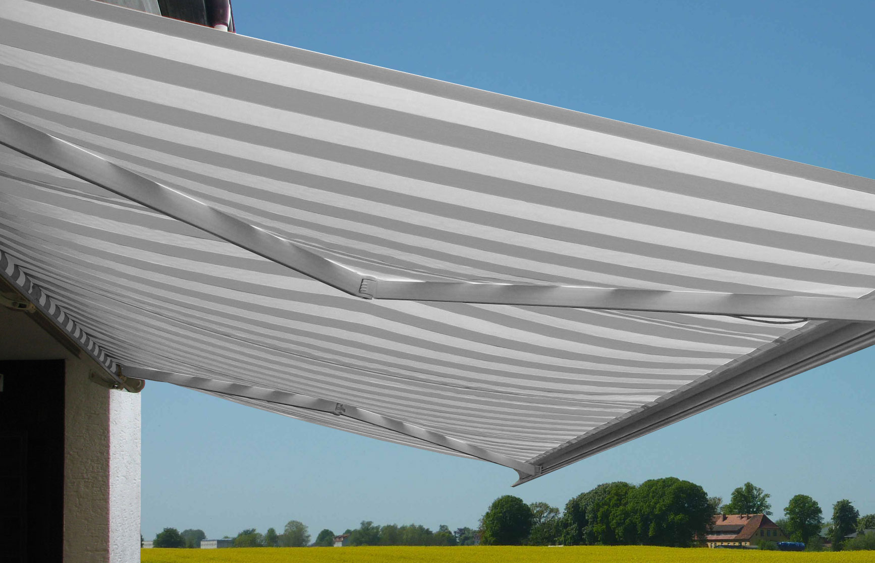 Elektrische Kassettenmarkise H124, Markise Vollkassette 5x3m ~ Acryl Grau/Wei&szlig; - Bild 1