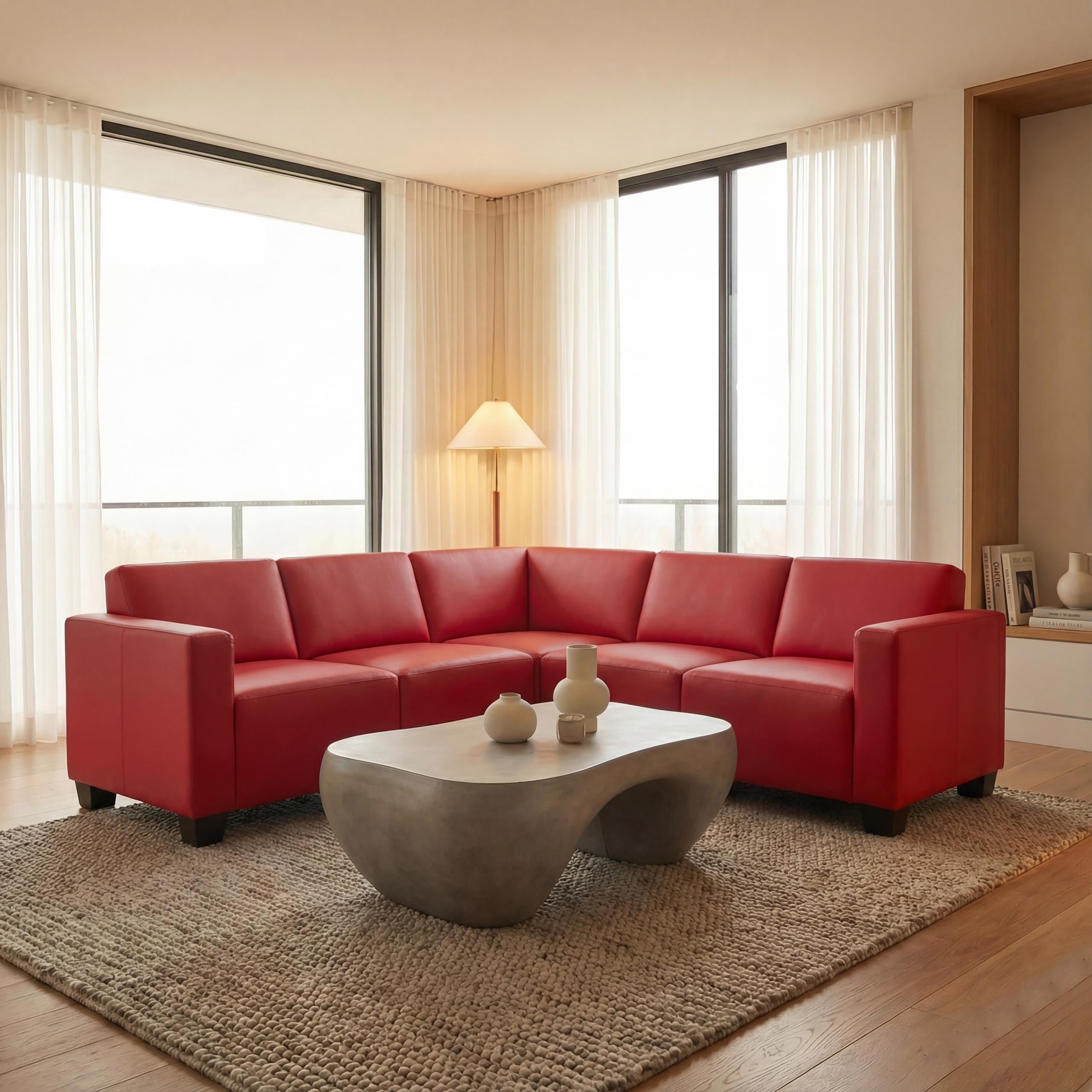Modular Sofa-System Couch-Garnitur Moncalieri 5, Kunstleder ~ rot - Bild 1