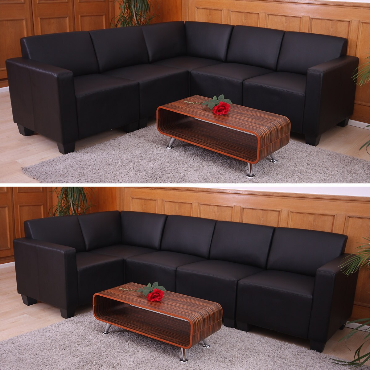 Modular Sofa-System Couch-Garnitur Moncalieri 5, Kunstleder ~ schwarz - Bild 1