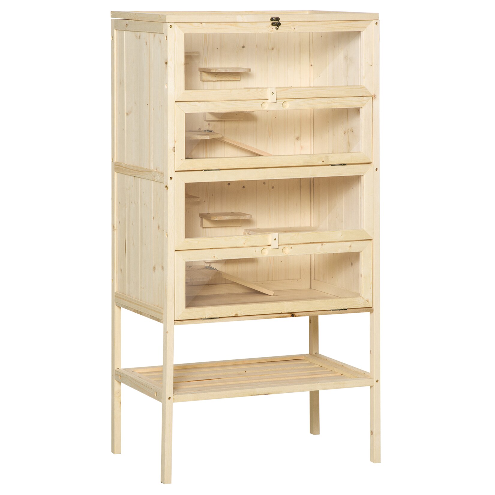 PawHut Kleintierkäfig Tannenholz, Stahl | 04250871263752