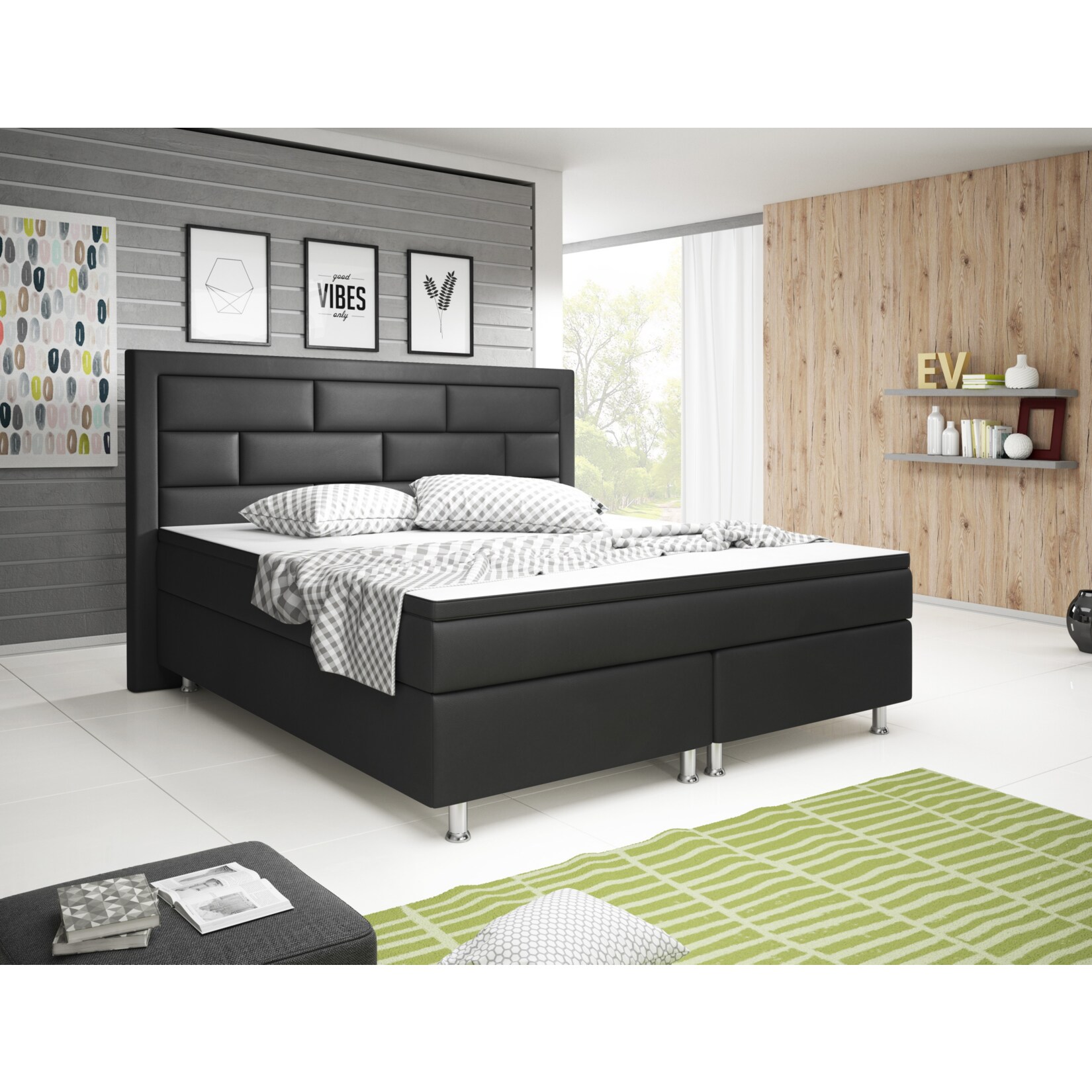 Inter Trading Boxspringbett Nizza, schwarz - Bild 1