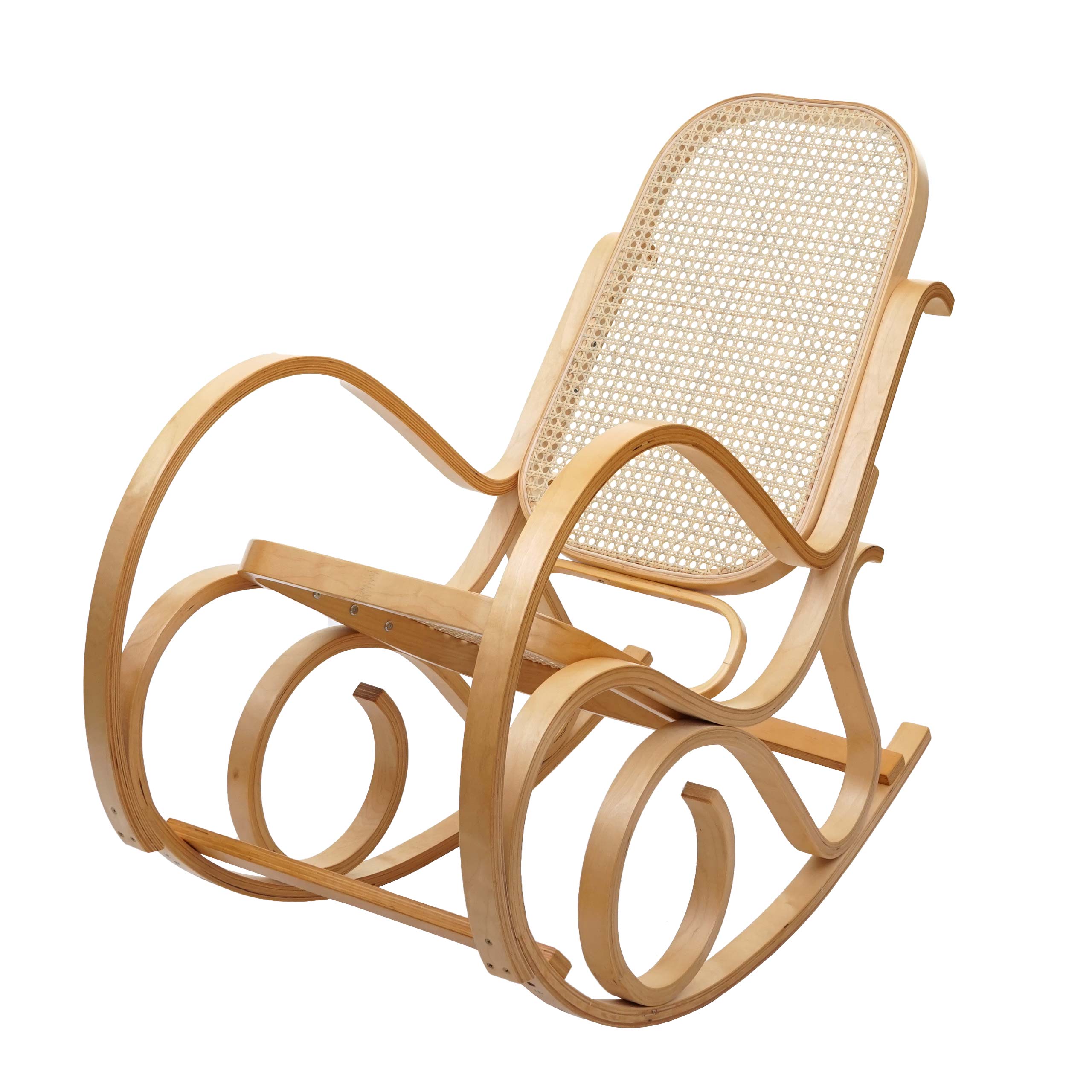 Schaukelstuhl Gallarate, Schwingsessel Fernsehsessel, Massiv-Holz Rattan, MVG-zertifiziert ~ Eiche-Optik - Bild 1