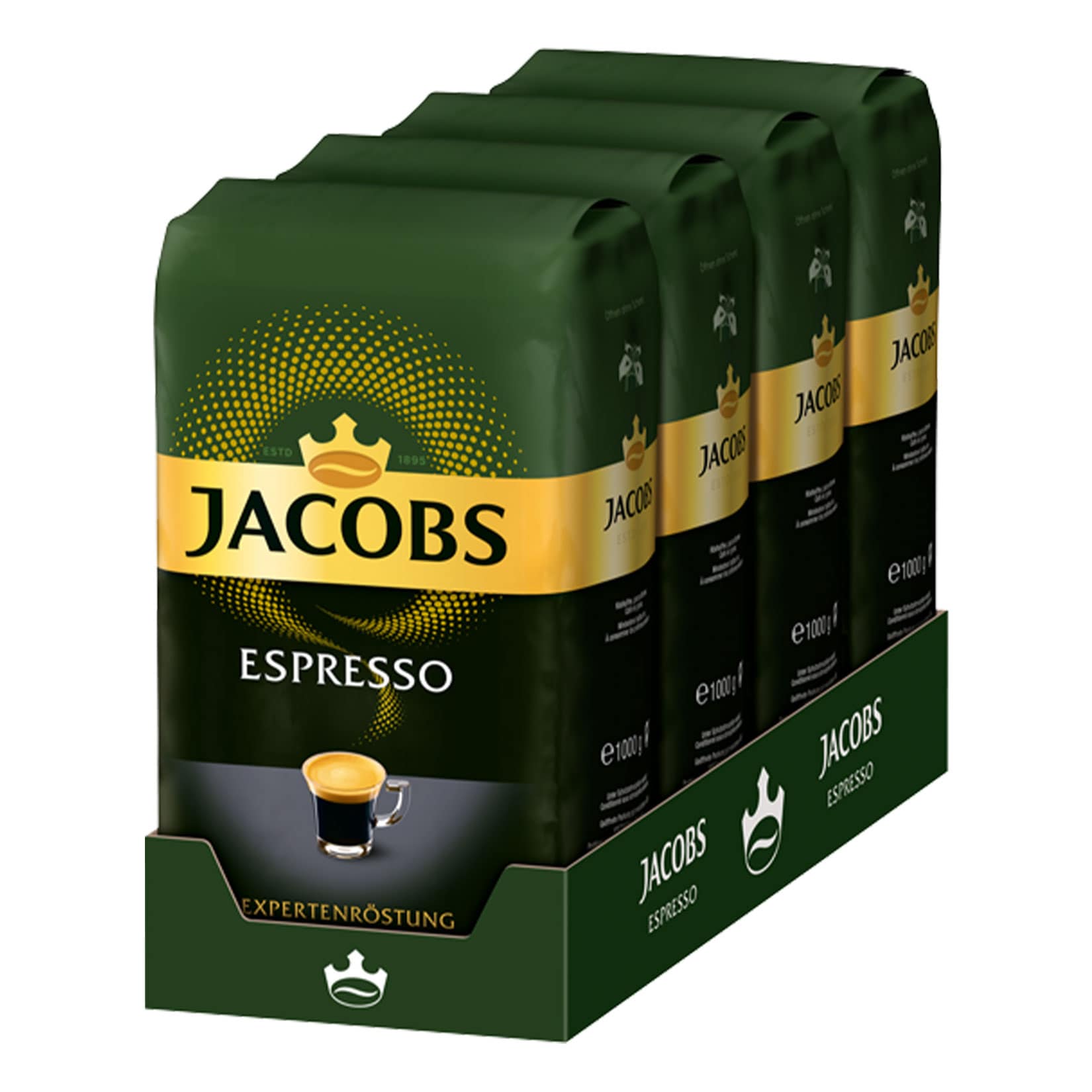 Jacobs Espresso Expertenr&ouml;stung ganze Kaffeebohnen 1 kg, 4er Pack - Bild 1