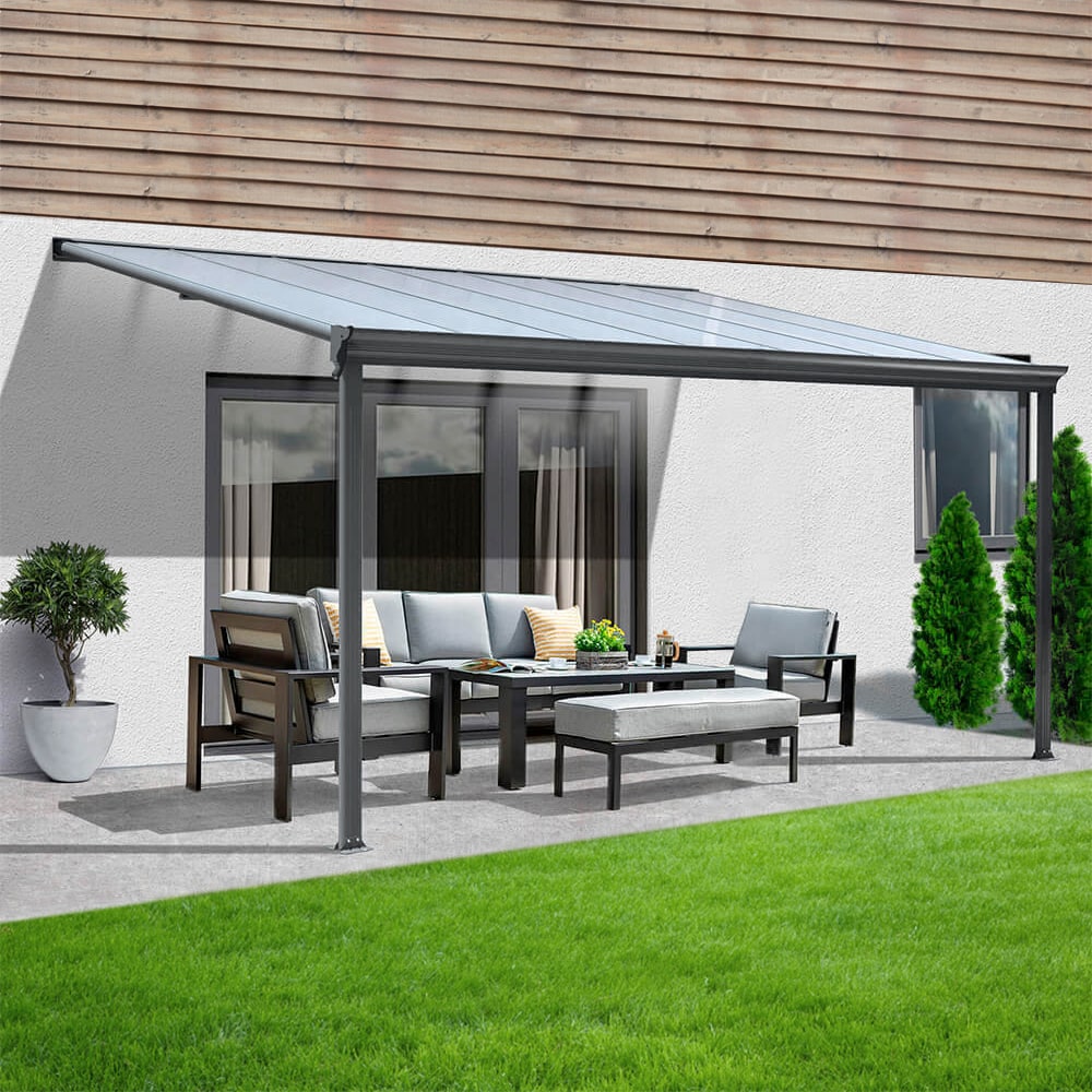 HOME DELUXE Terrassen&uuml;berdachung SOLIS - 312 x 303 x 226 / 278 cm Grau - Bild 1