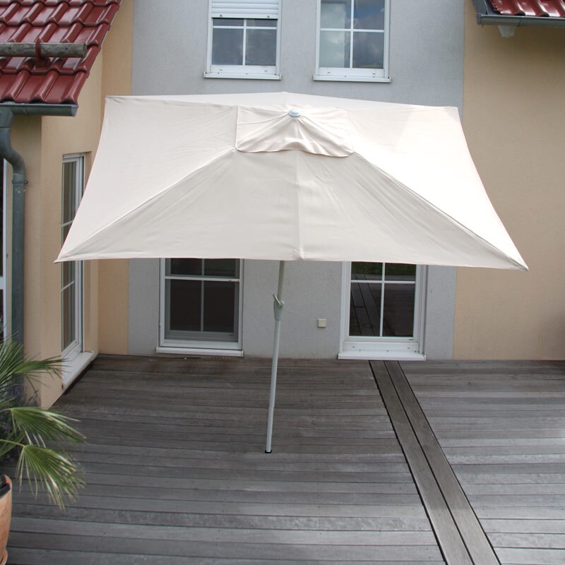 Sonnenschirm Castellammare, Gartenschirm, 2x3m rechteckig neigbar, Polyester/Alu 4,5kg UV-Schutz 50+ ~ creme