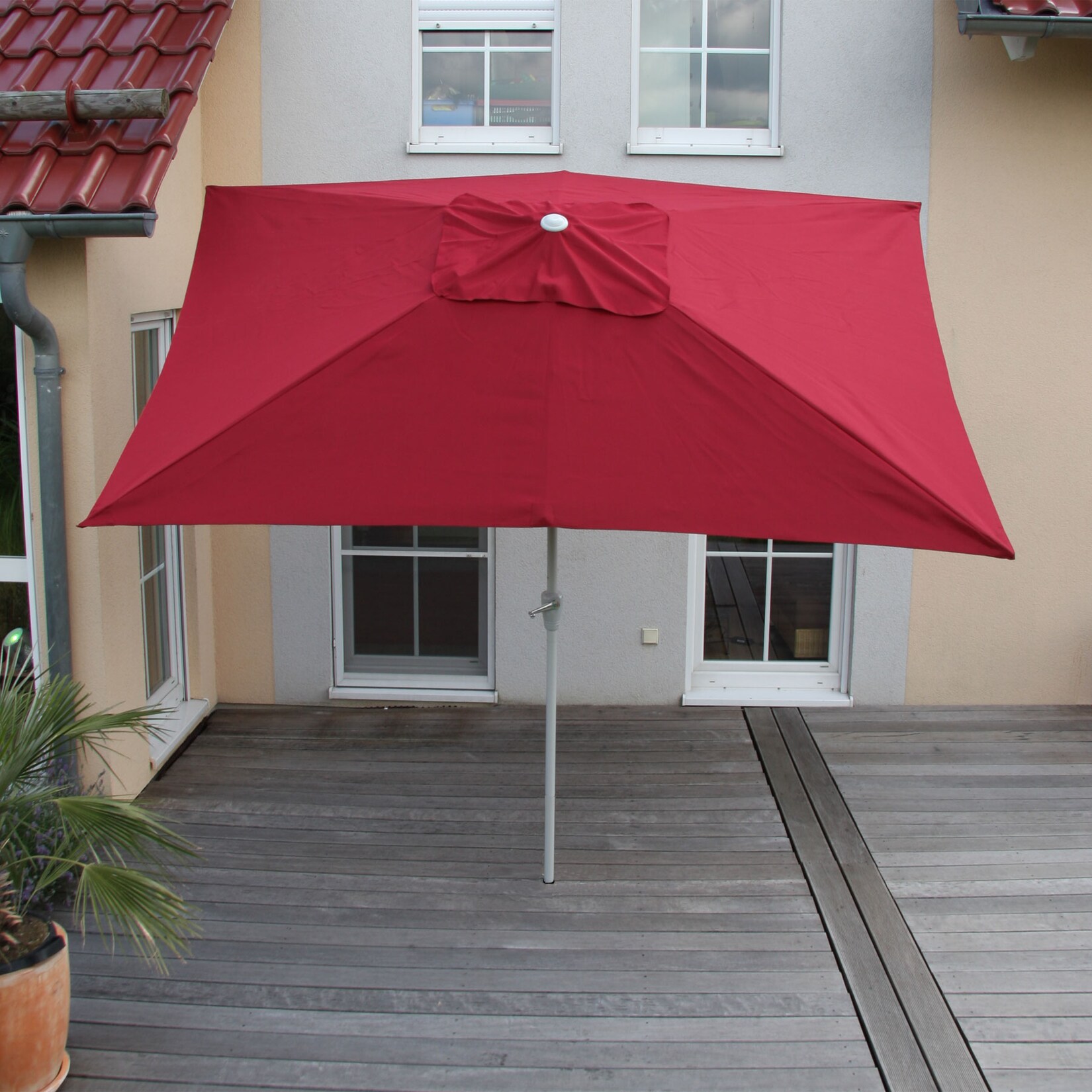 Sonnenschirm Castellammare, Gartenschirm, 2x3m rechteckig neigbar, Polyester/Alu 4,5kg UV-Schutz 50+ ~ bordeaux