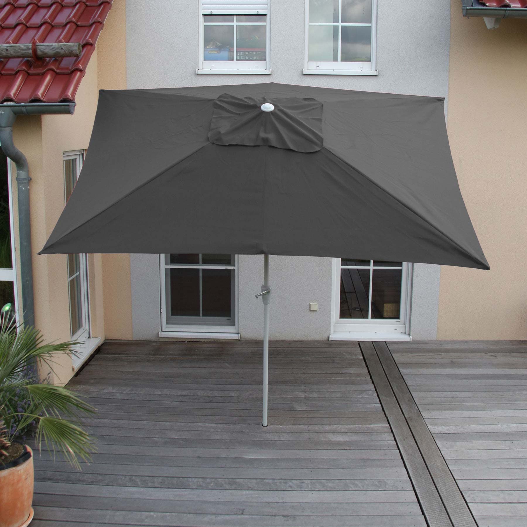 Sonnenschirm Castellammare, Gartenschirm, 2x3m rechteckig neigbar, Polyester/Alu 4,5kg UV-Schutz 50+ ~ anthrazit - Bild 1
