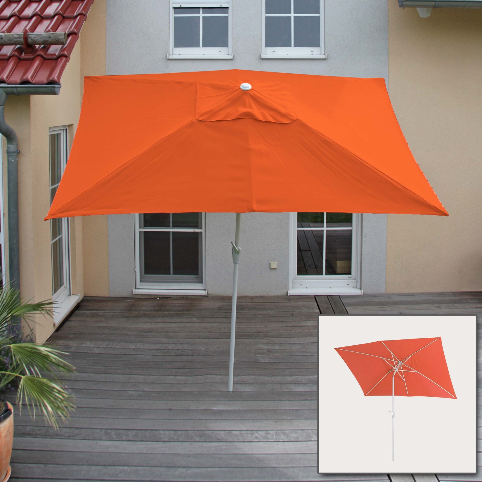 Sonnenschirm Castellammare, Gartenschirm, 2x3m rechteckig neigbar, Polyester/Alu 4,5kg UV-Schutz 50+ ~ terracotta | 04057651546179