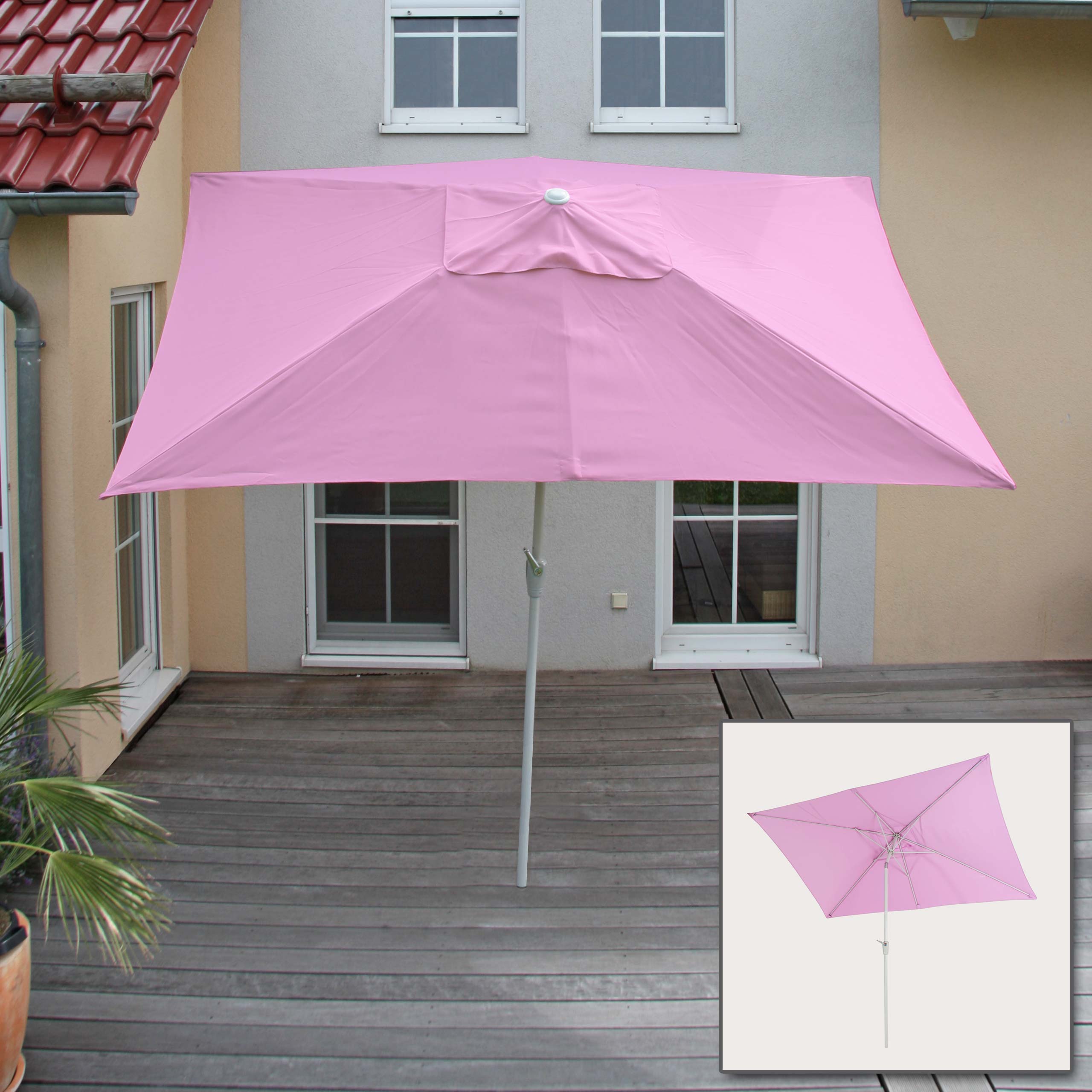 Sonnenschirm Castellammare, Gartenschirm, 2x3m rechteckig neigbar, Polyester/Alu 4,5kg UV-Schutz 50+ ~ flieder - Bild 1