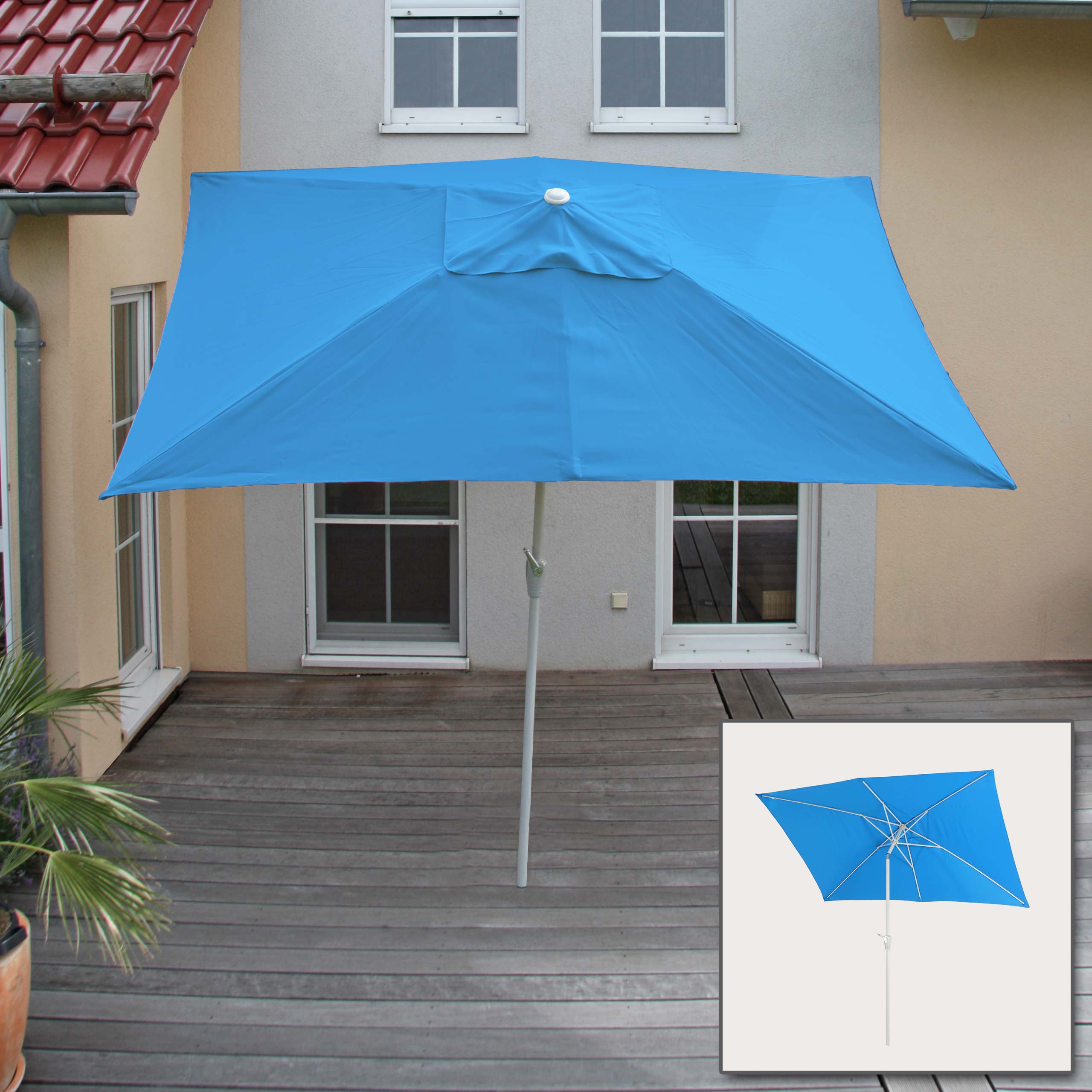 Sonnenschirm Castellammare, Gartenschirm, 2x3m rechteckig neigbar, Polyester/Alu 4,5kg UV-Schutz 50+ ~ blau - Bild 1