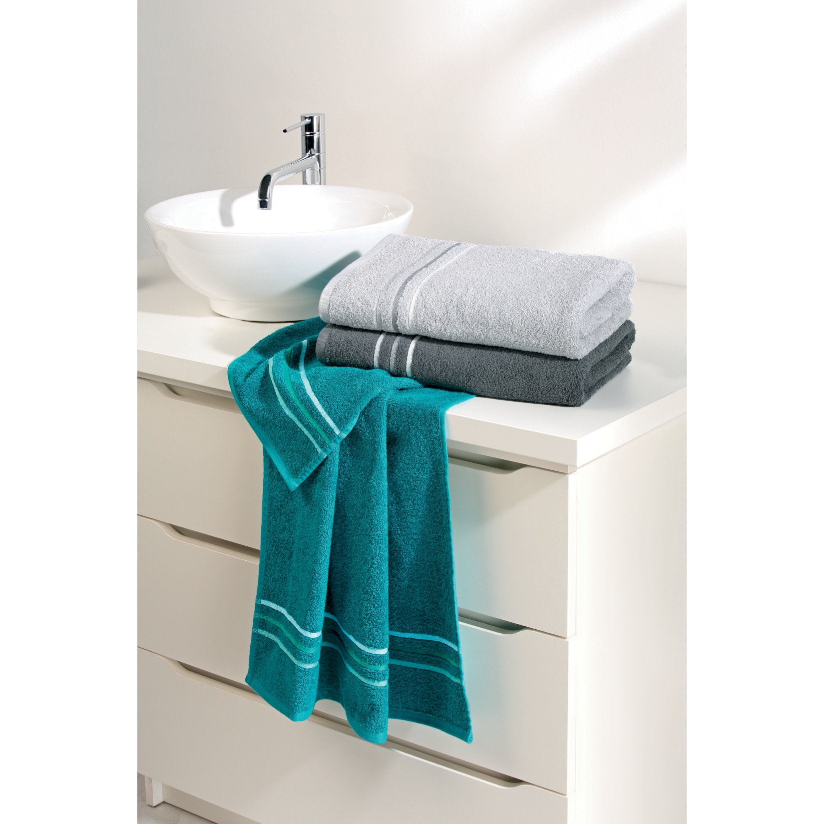 Frottier Handtuch 2er ca.50 x 100 cm - anthrazit - Bild 1