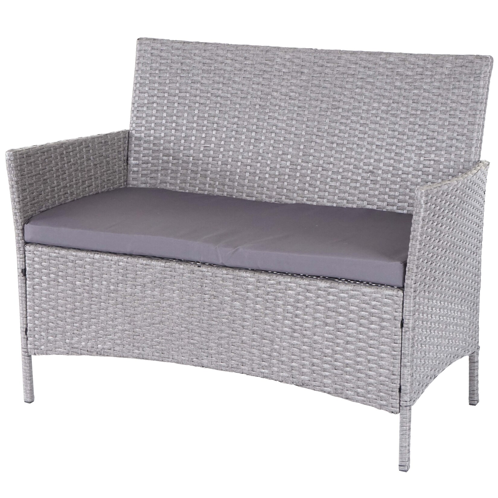 Poly-Rattan Gartenbank Hamar, Sitzbank Bank ~ grau, Kissen anthrazit
