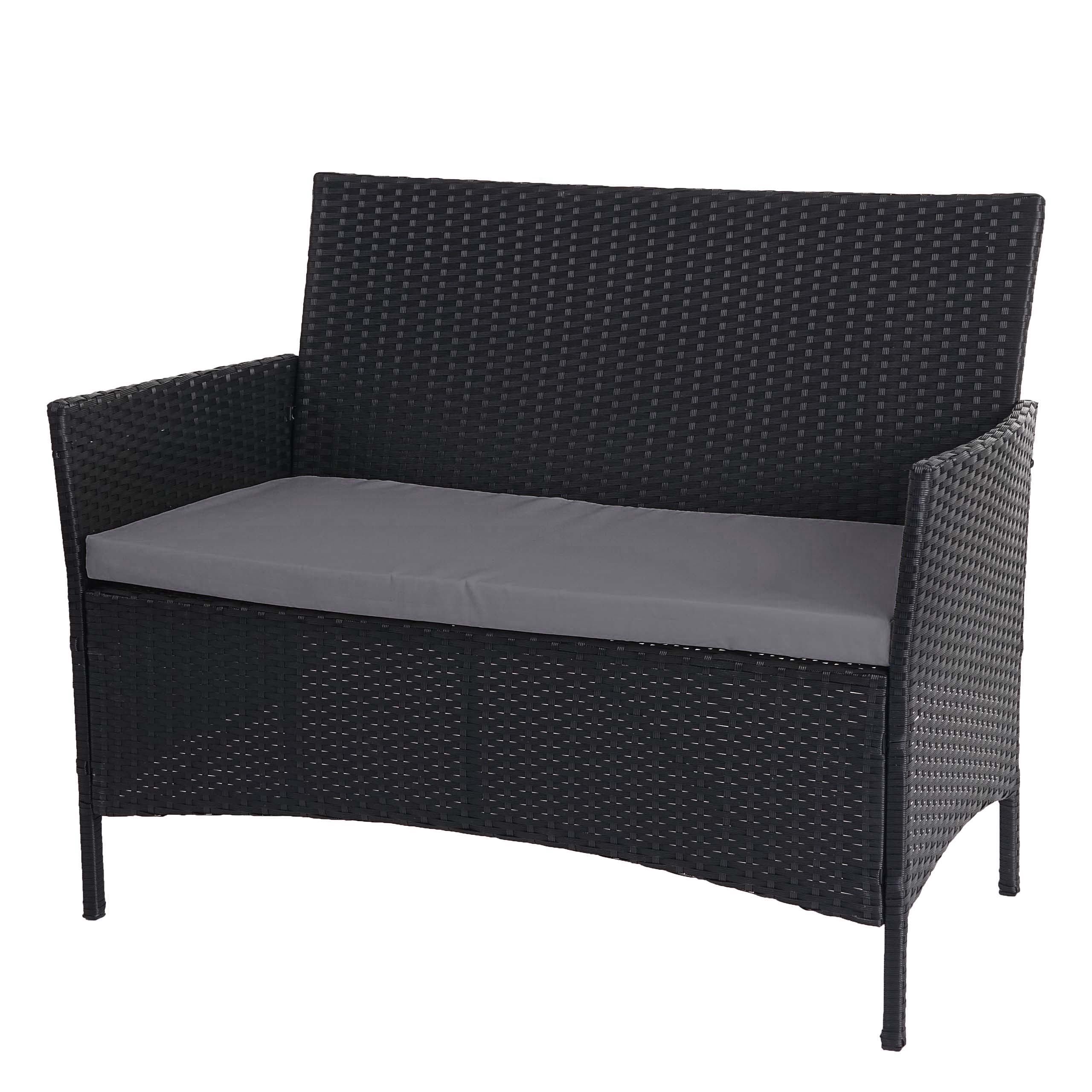 Poly-Rattan Gartenbank Hamar, Sitzbank Bank ~ anthrazit, Kissen anthrazit - Bild 1