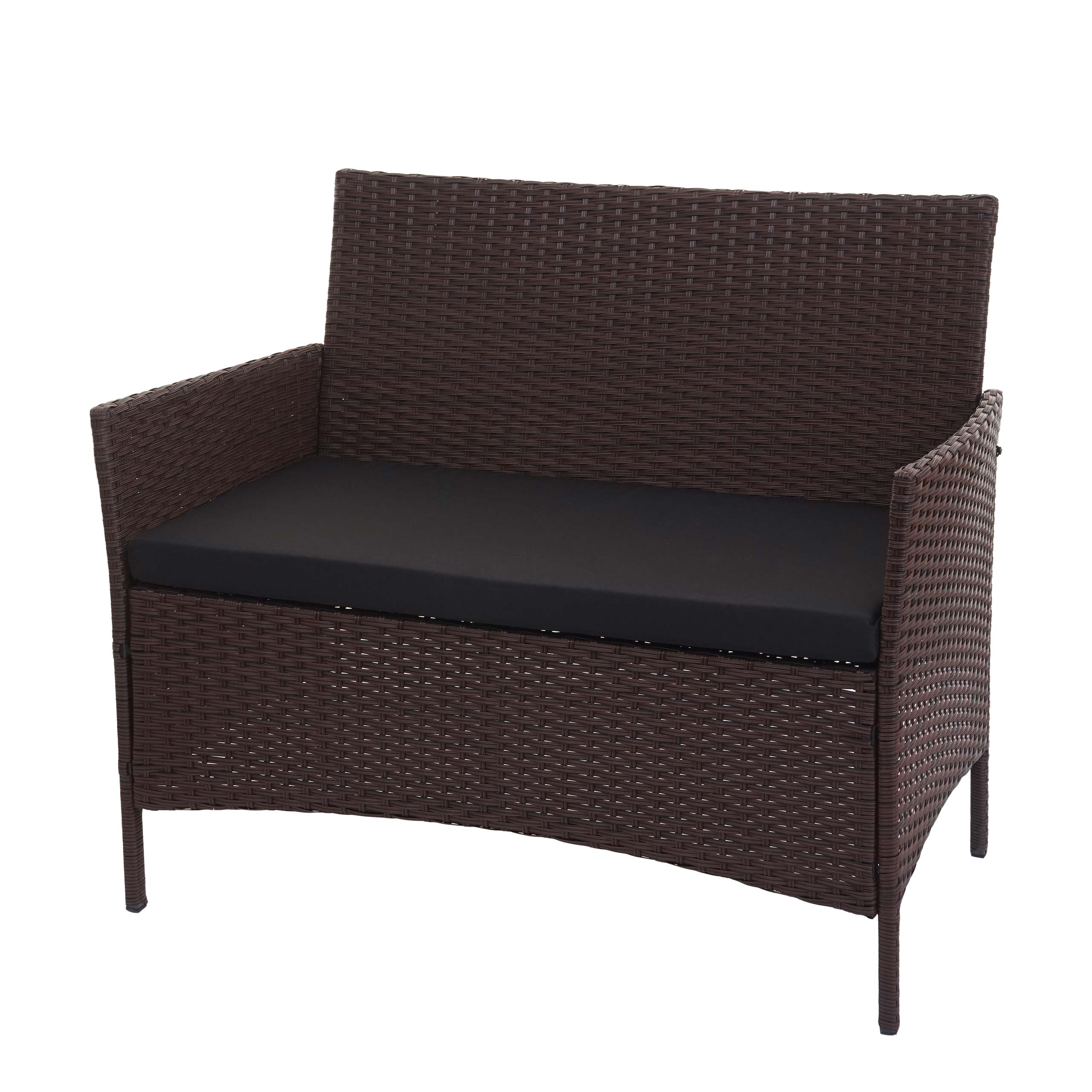 Poly-Rattan Gartenbank Hamar, Sitzbank Bank ~ braun-meliert, Kissen schwarz - Bild 1