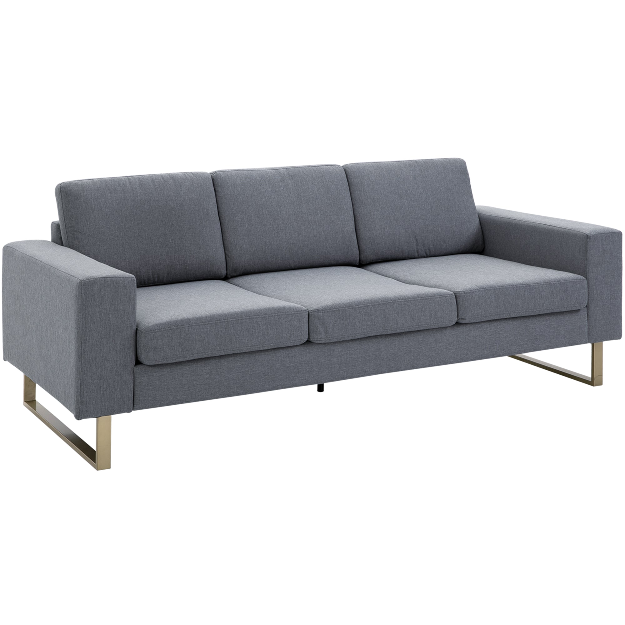 HOMCOM 3-Sitzer Sofa Holz, Stoff, Metall, Schaumstoff - Bild 1