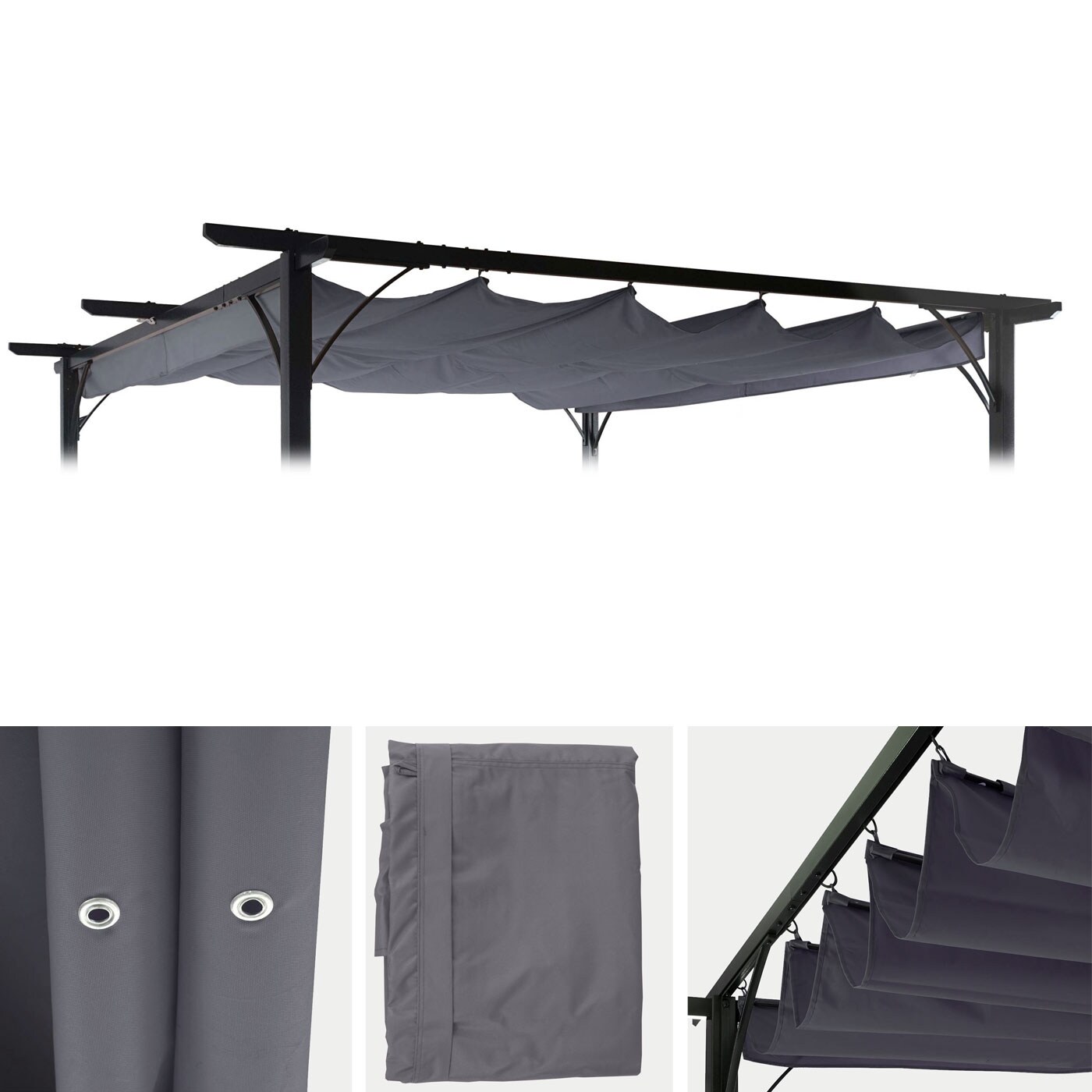 Ersatzbezug 320x250cm für Dach Pergola Pavillon MCW-C42 3x3m ~ grau