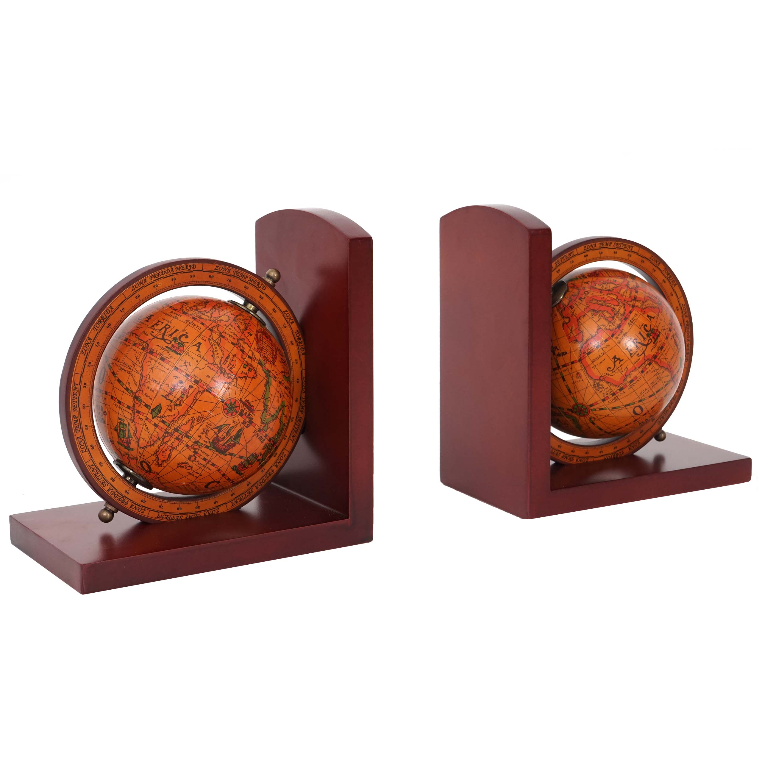 2er-Set Buchst&uuml;tzen MCW-B79, B&uuml;cherst&uuml;tze Globus Weltkugel, MVG-zertifiziert braun - Bild 1