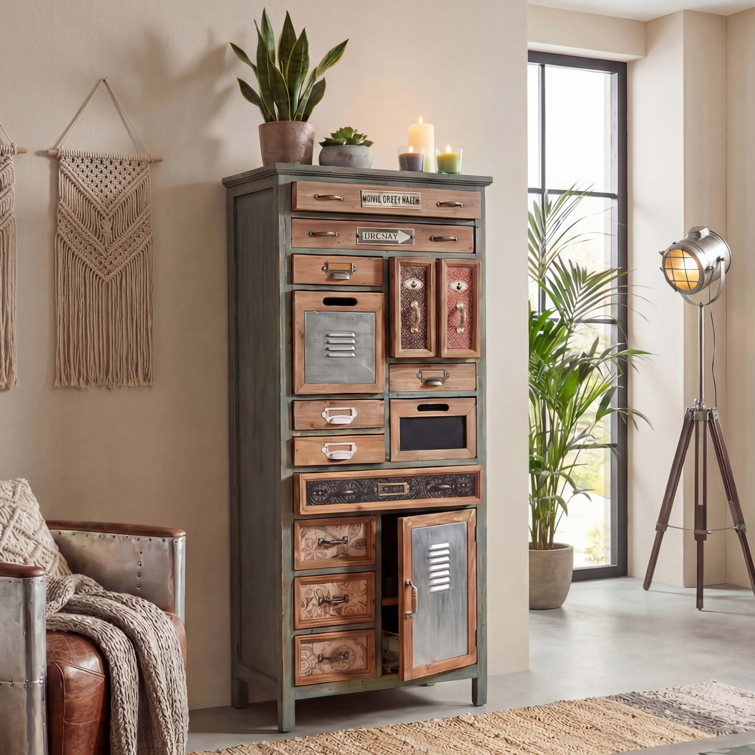 Apotheker-Schrank MCW-A43, Kommode, Tanne Holz massiv Vintage Shabby-Look 138x57x32cm - Bild 1