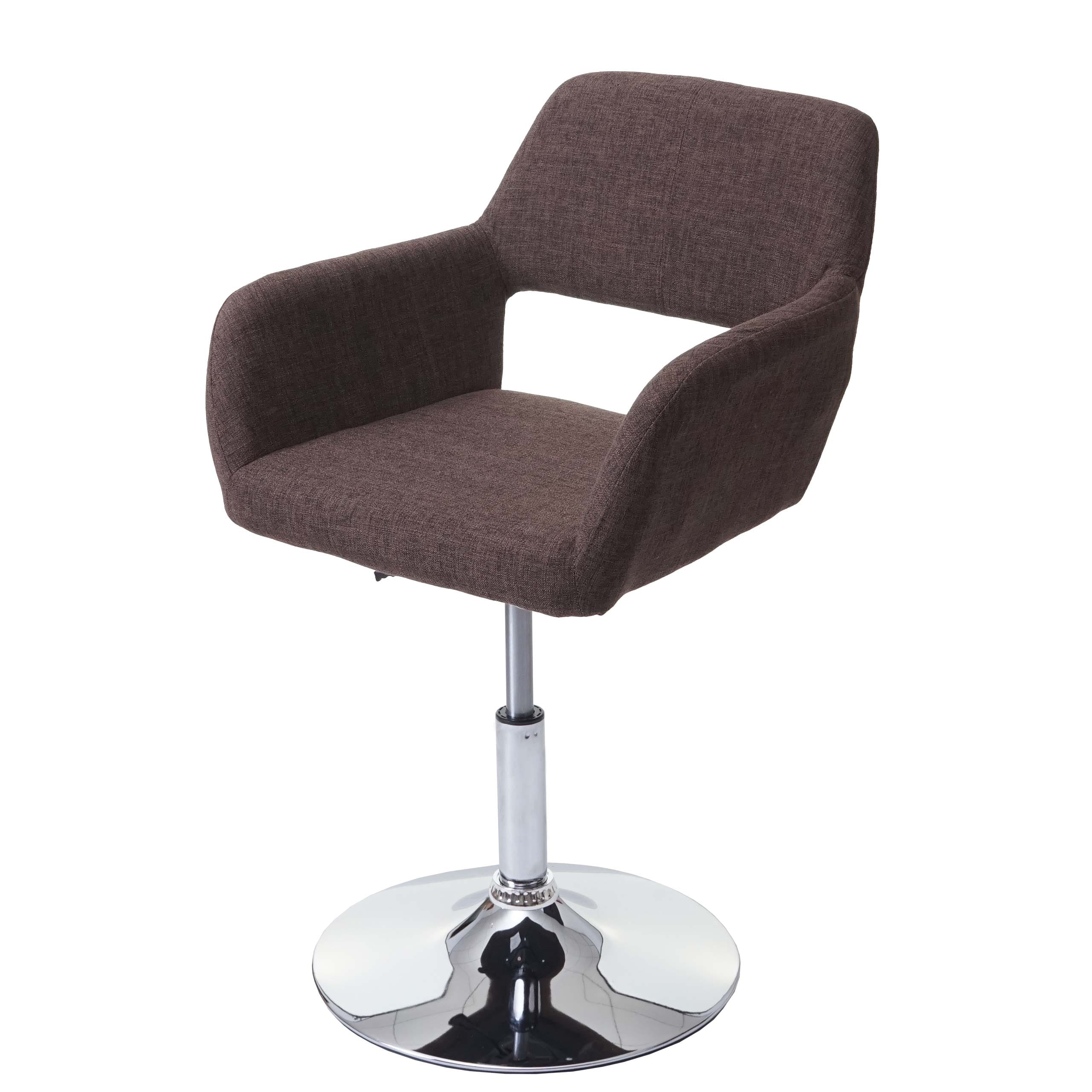 Esszimmerstuhl MCW-A50 III, Stuhl K&uuml;chenstuhl, Retro 50er Jahre, Stoff/Textil ~ braun, Chromfu&szlig; - Bild 1